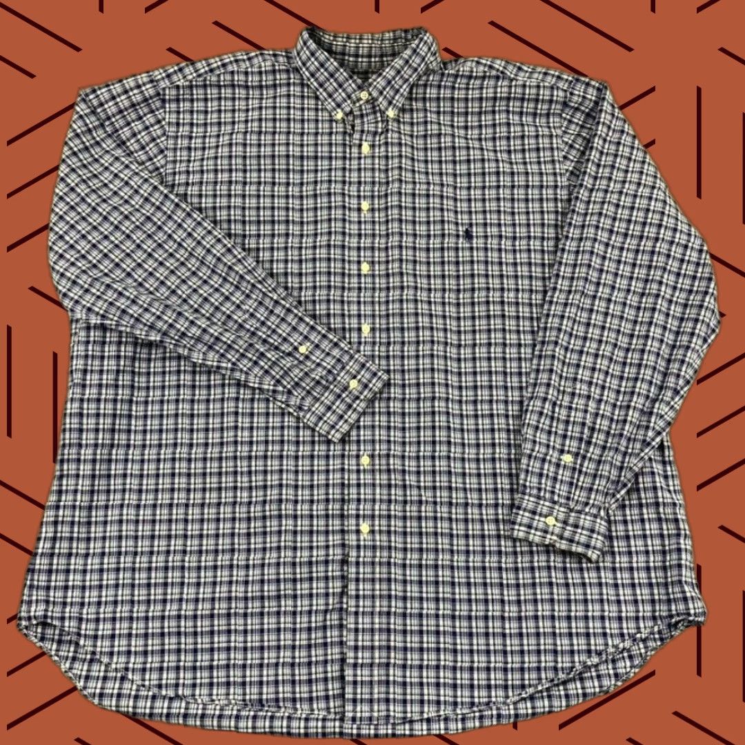 Ralph Lauren VINTAGE RALPH LAUREN Shirt Mens 3XLT Tall Blue Plaid Button Down Long Sleeve Pony Casual Size US XXL / EU 58 / 5 - 1 Thumbnail