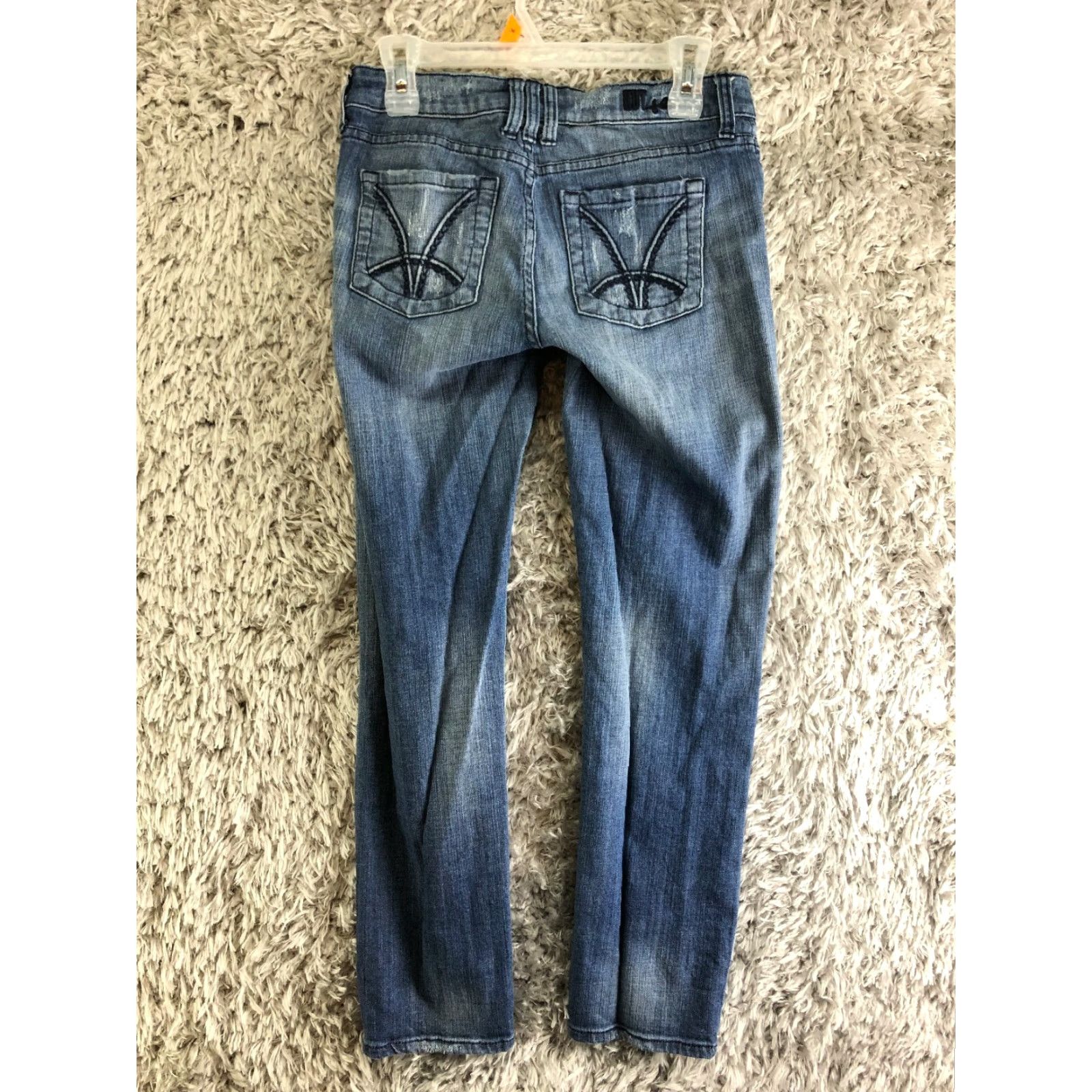 Vintage KUT from the Kloth Womens Size 2 Mid Rise Straight Denim Jeans Blue Distressed-Not Distressed? (Note: Distressed is No in specs) Size 26" / US 2 / IT 38 - 5 Thumbnail