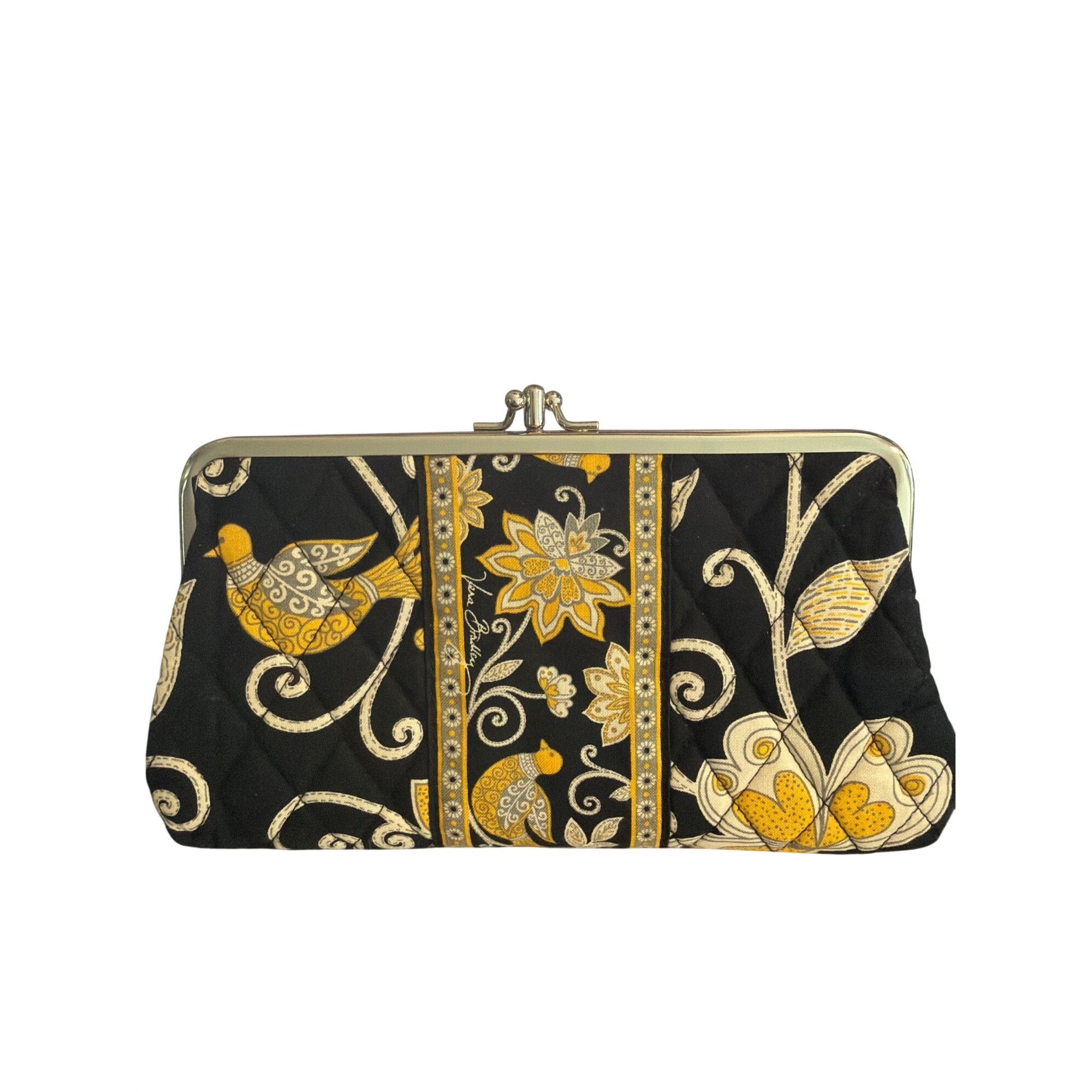 Vera Bradley Vera Bradley Yellow Bird Double Kisslock Clutch Wallet Black Size ONE SIZE - 2 Thumbnail