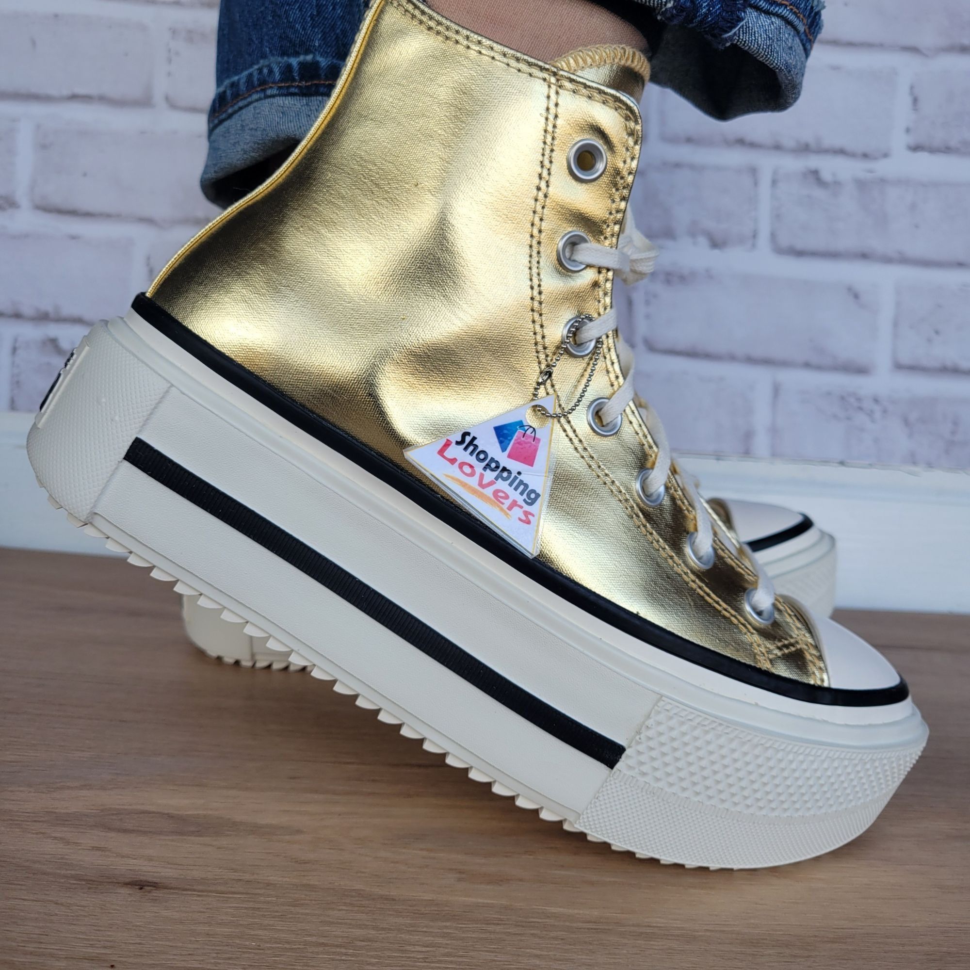 Converse ⭐Converse Chuck Taylor Lift Double Stack Gold 11.5 Womens Sh Size US 11.5 / IT 41.5 - 3 Thumbnail
