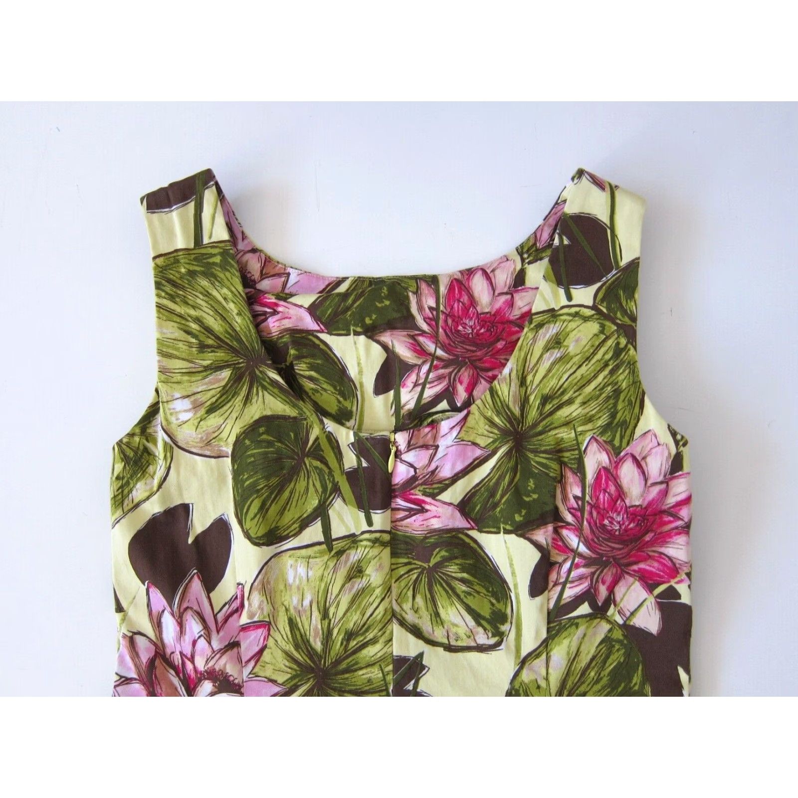 Talbots Talbots Pink Green Brown Yellow Floral Cotton Stretch A-Line Tank Dress 4 Womens Shirt Size S / US 4 / IT 40 - 5 Thumbnail