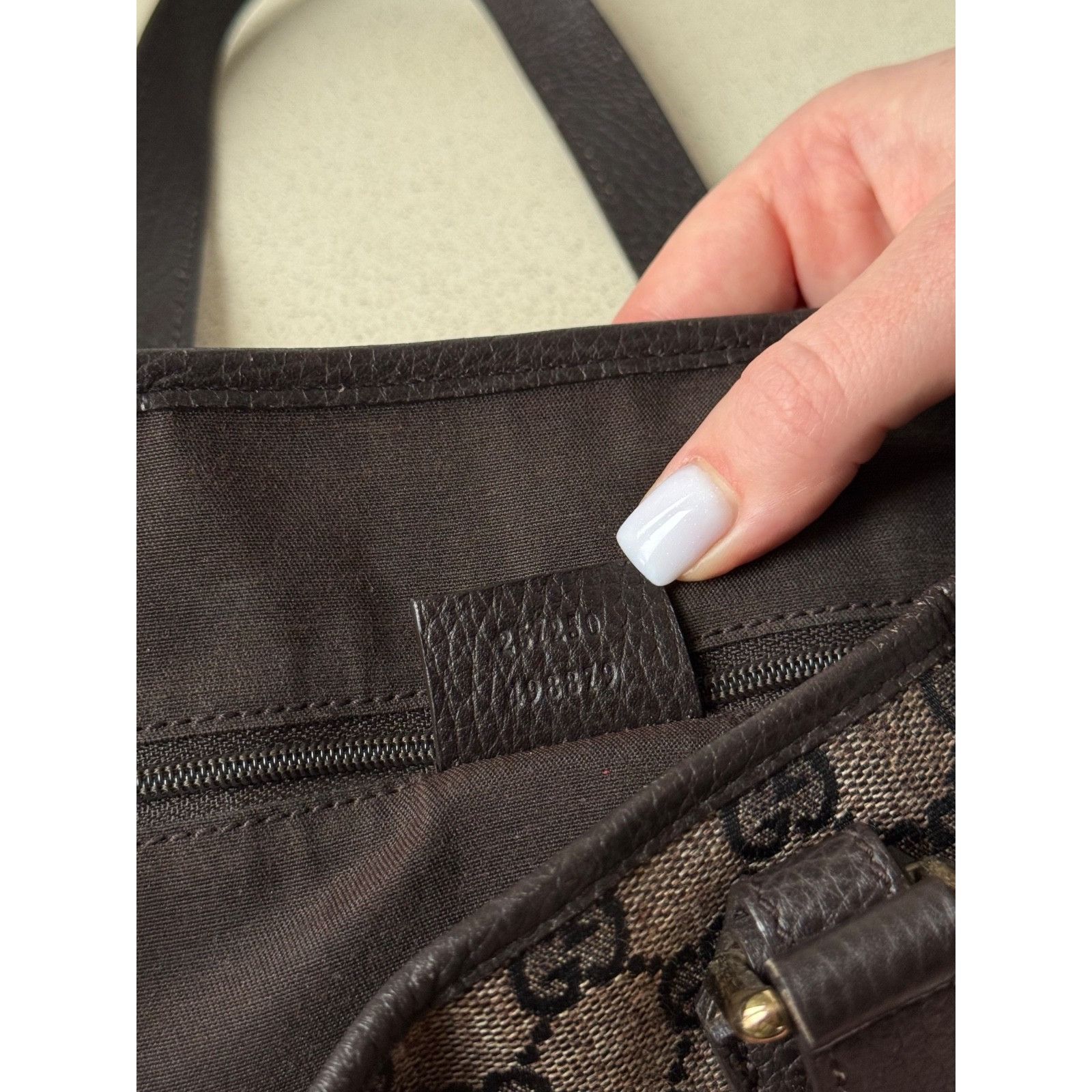 Gucci Gucci Monogram GG Jaquard Canvas Grey Brown Small Tote Hand Size ONE SIZE - 9 Thumbnail