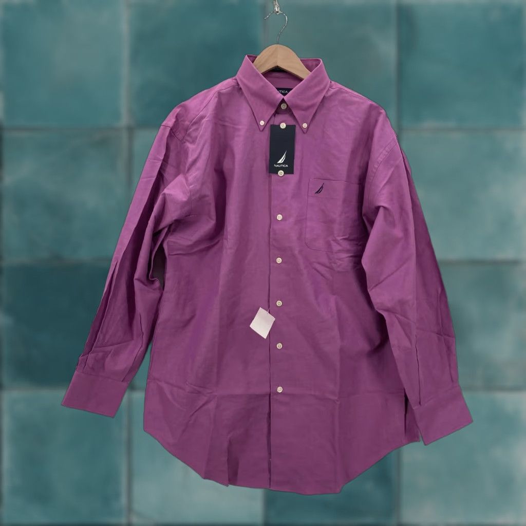 Nautica VINTAGE Nautica Shirt Mens 16 32/33 Purple Oxford Button-Down Dress Long Sleeve Men Size 42R - 1 Thumbnail