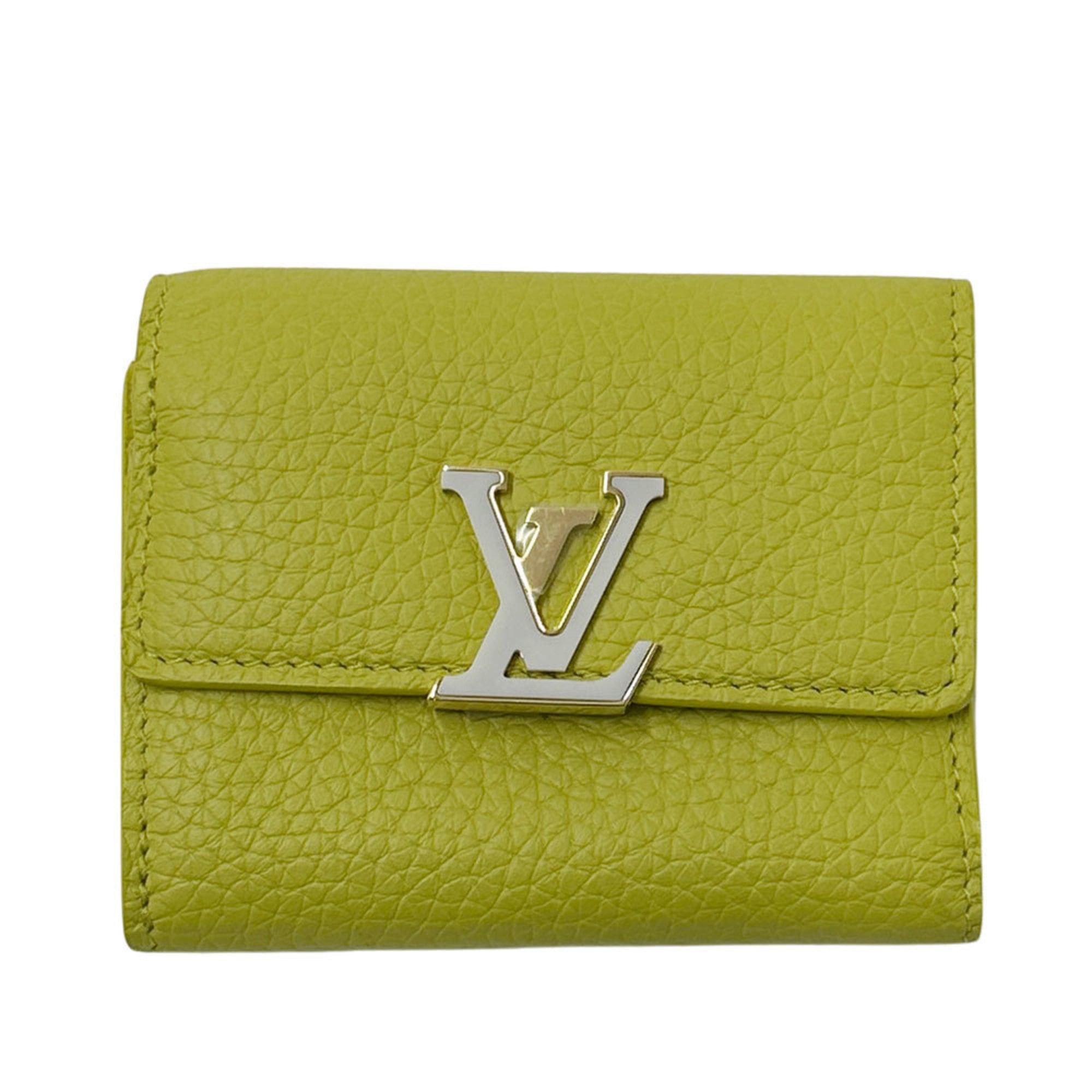 Louis Vuitton Louis Vuitton Women's Tri-fold Wallet, Taurillon Leather, Portefeuille Capucines XS Cedra, M81230, Yellow and Pink, Mini Wallet Size ONE SIZE - 1 Thumbnail
