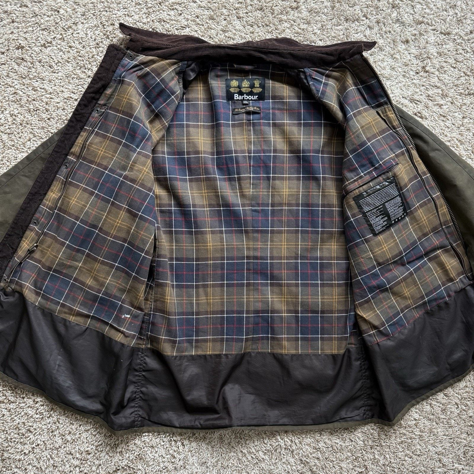 Barbour Barbour Bristol Waxed Jacket Olive Green Tartan Cotton XXL Size US XXL / EU 58 / 5 - 3 Thumbnail