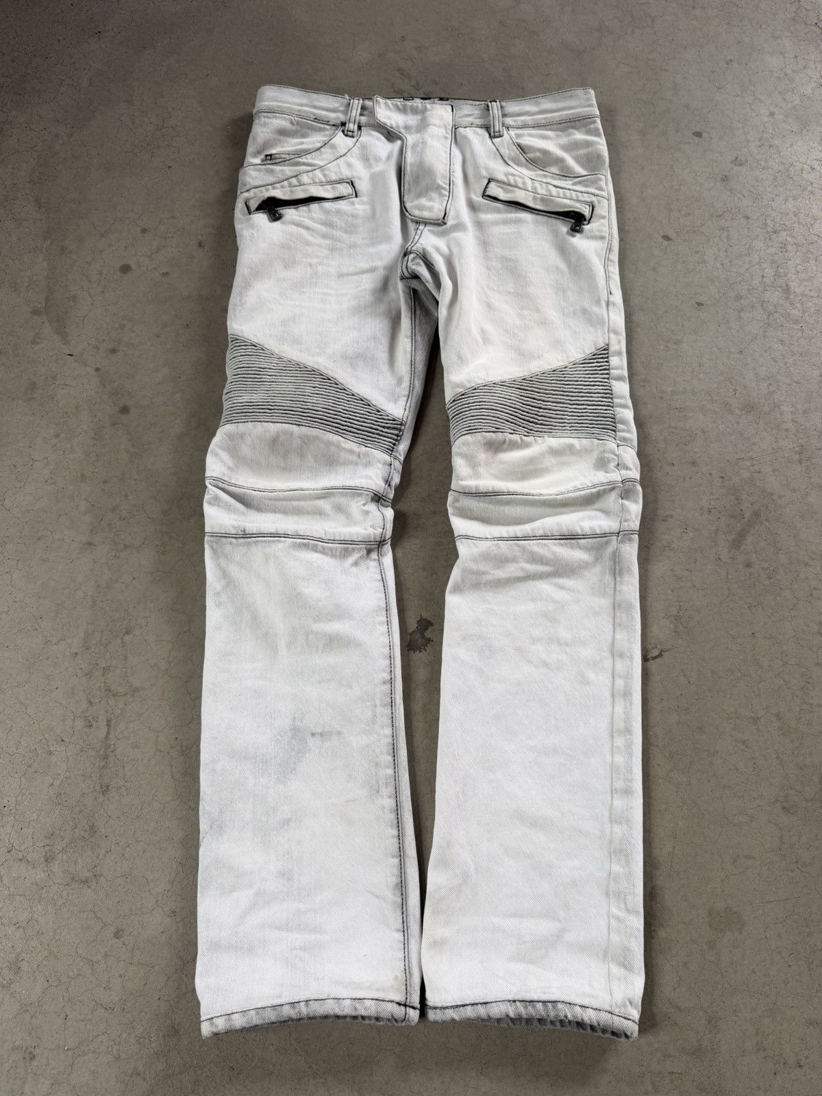 Balmain Biker Jeans White | Grailed