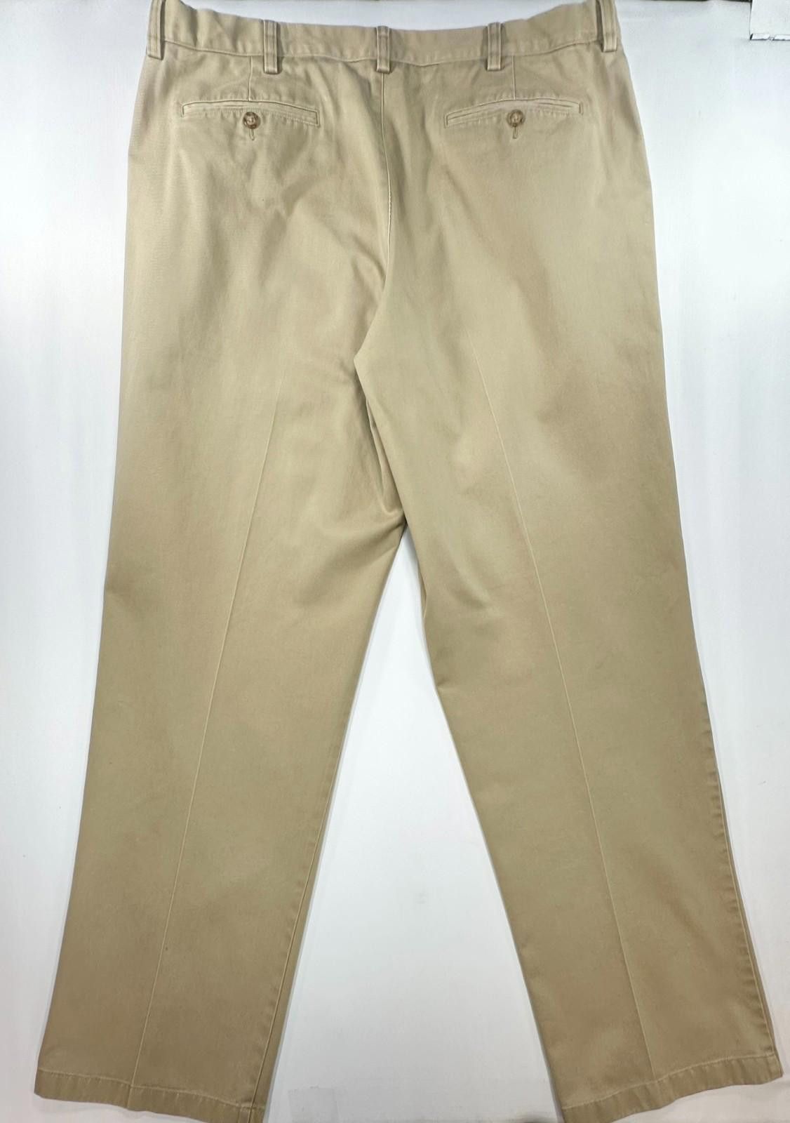 L.L. Bean LL Bean Pleated Comfort Waist Cotton Chinos Brown Mens 38/34 Size US 38 / EU 54 - 2 Thumbnail