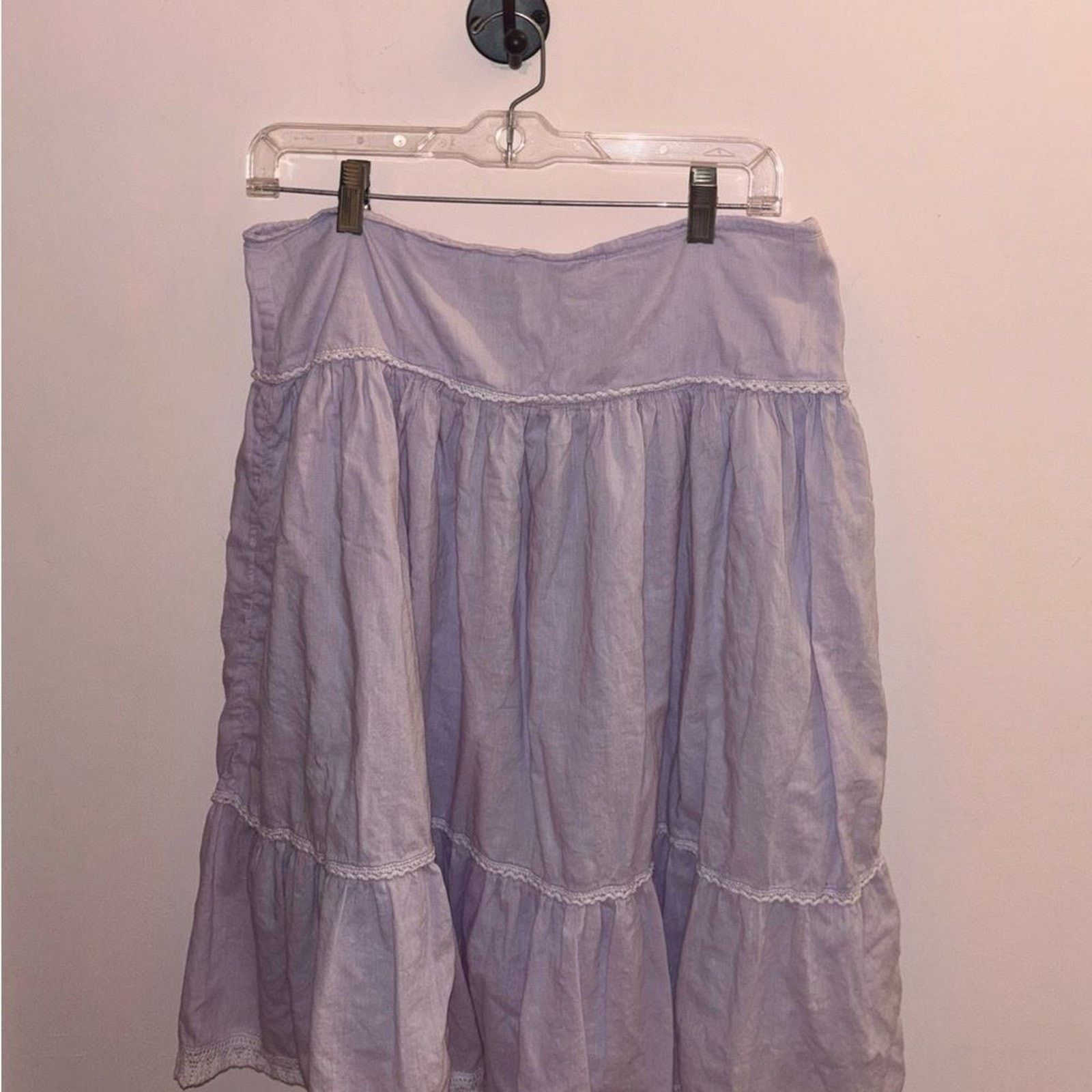 Anthropologie Venus Lilac Ruffle Midi Skirt L | Y2K Coquette Vibe Size 36" / US 14 / IT 50 - 6 Thumbnail