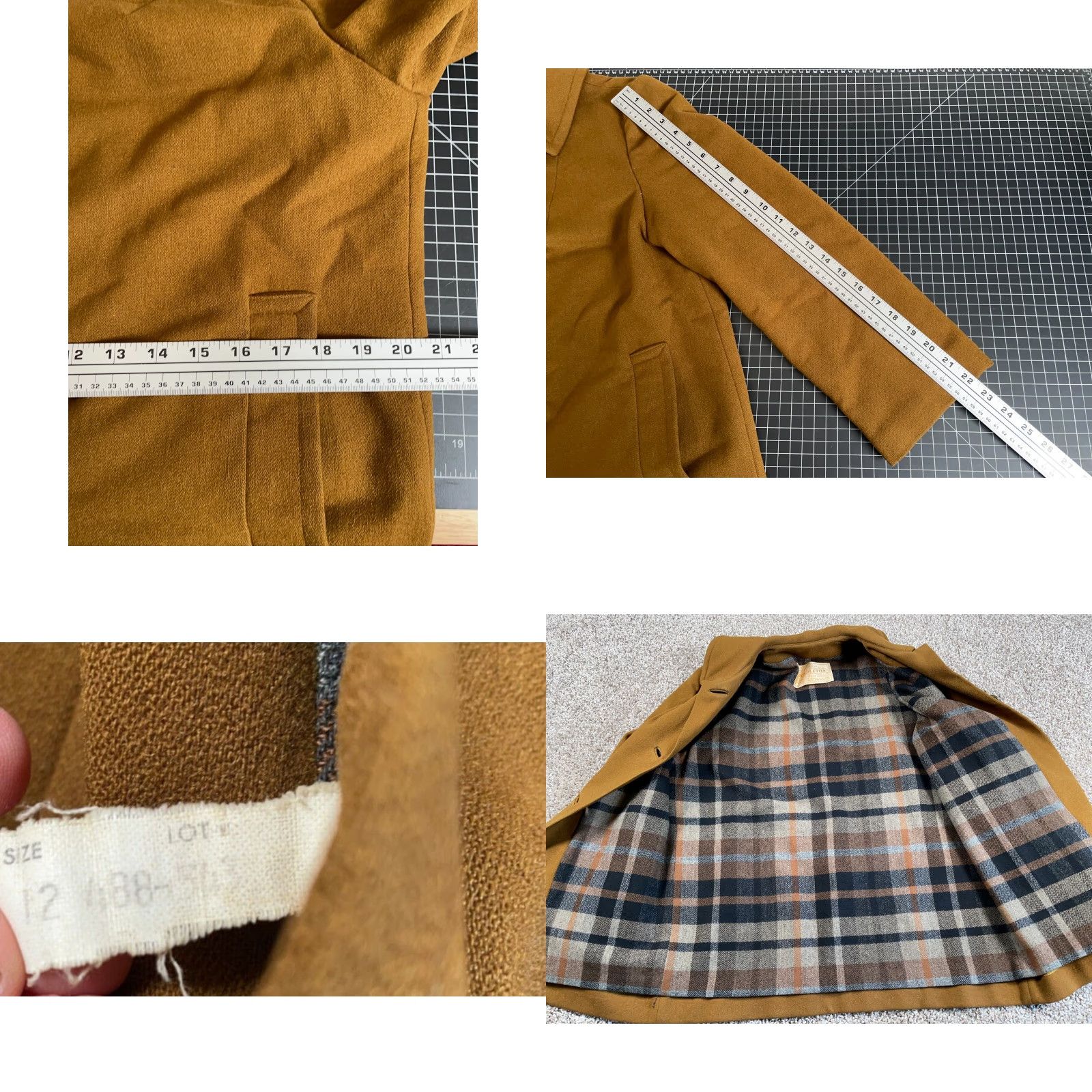 Pendleton VINTAGE Pendleton Coat Wool Button Up Lined 12 Brown Plaid Women's Pea Coat 50s / 60s Union Made Size XL / US 12-14 / IT 48-50 - 8 Thumbnail