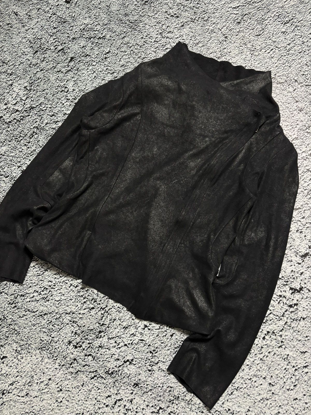 Japanese Brand × Vintage × Zara Avant garde leather jacket asymmetrical zip Size L / US 10 / IT 46 - 2 Thumbnail