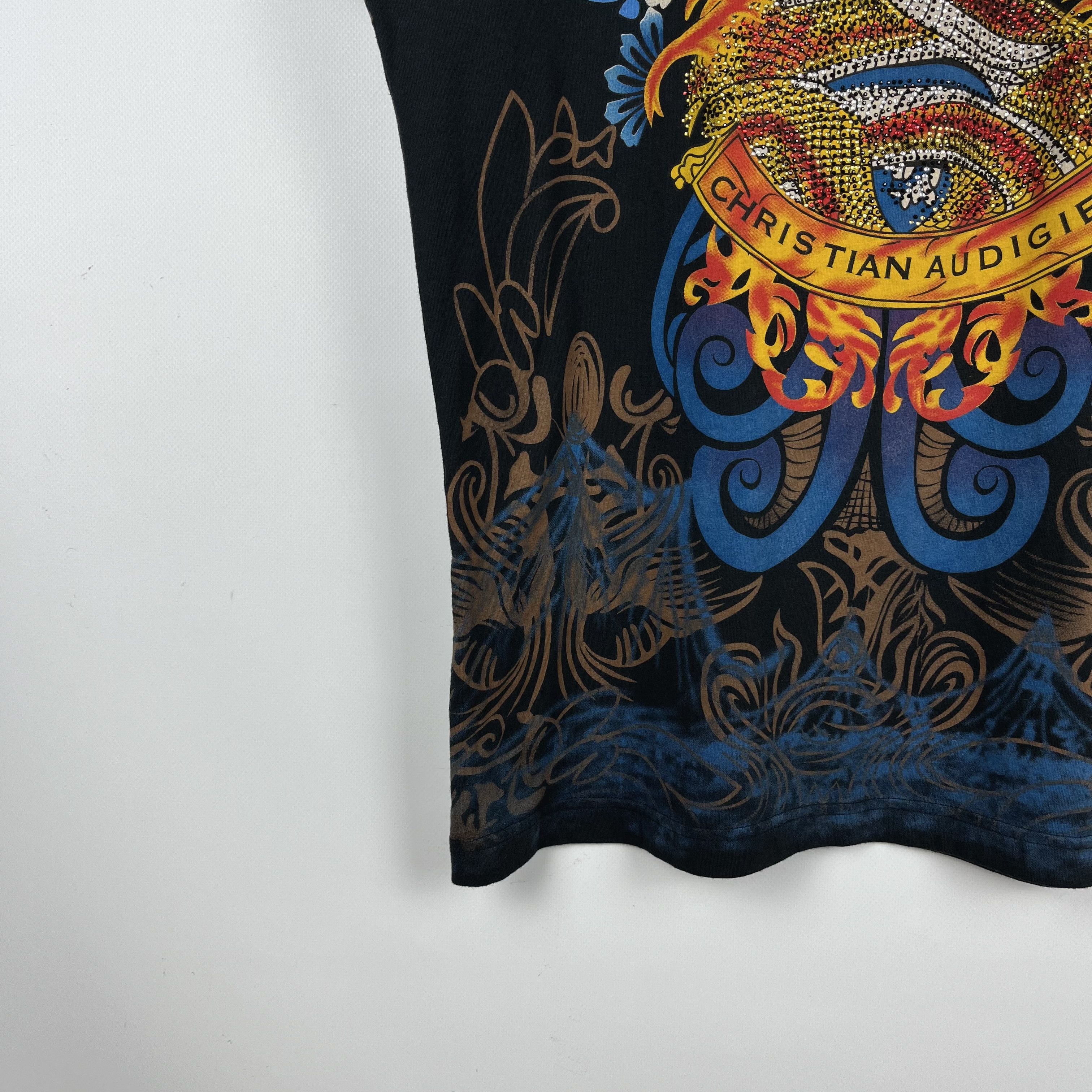 Christian Audigier Vintage Christian Audigier All Over Print Y2K T Shirt 00’s Size US L / EU 52-54 / 3 - 4 Thumbnail