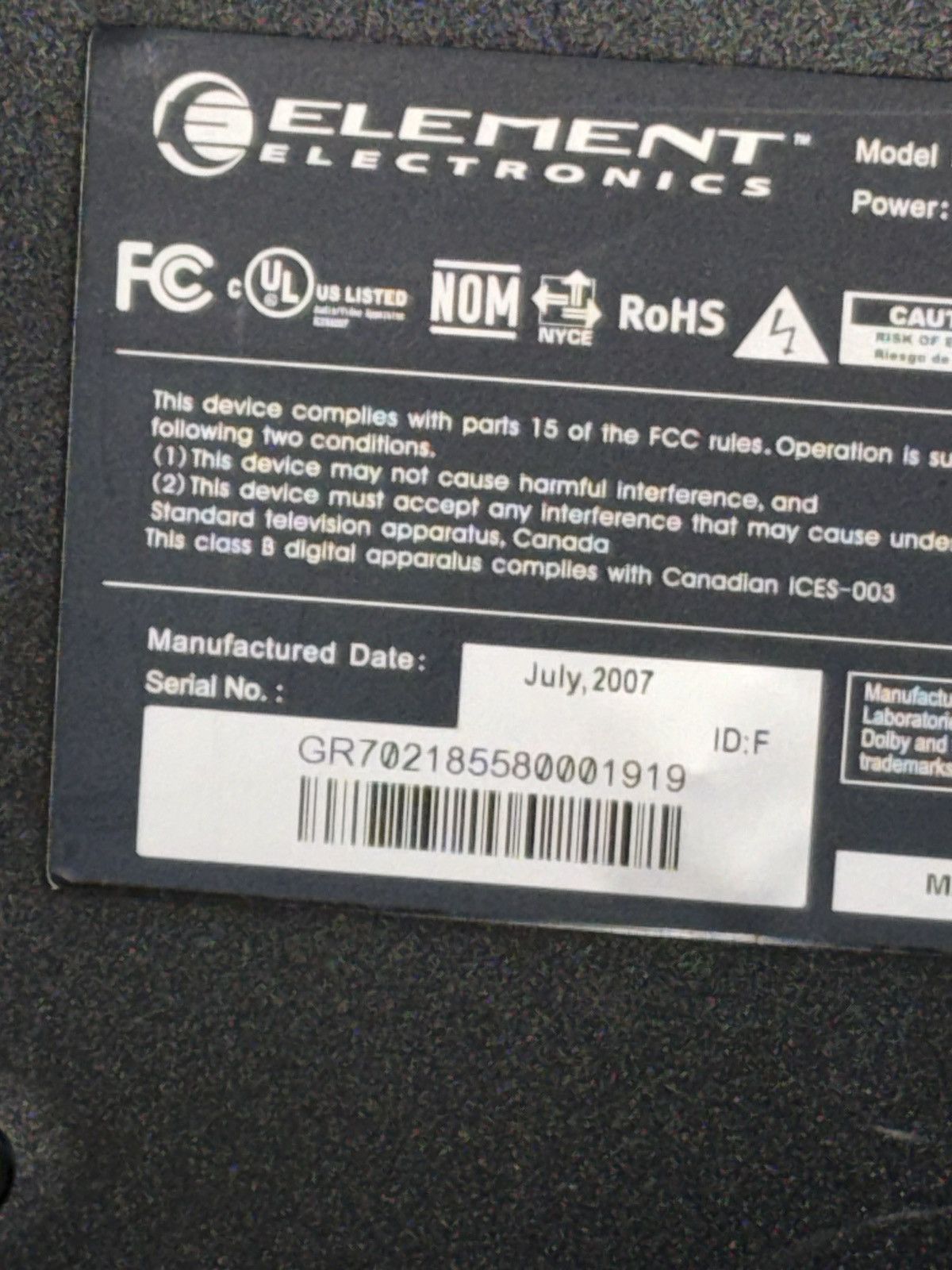 Element Element Electronics 19 Inch HDMI TV 2007 Used Pre Owned Size ONE SIZE - 21 Thumbnail
