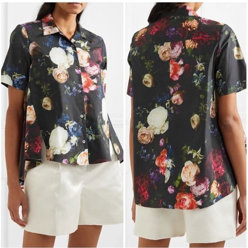 Adam Lippes Adam Lippes Putnam & Putnam Floral Printed Trapeze Blouse Size XS / US 0-2 / IT 36-38 - 9 Thumbnail