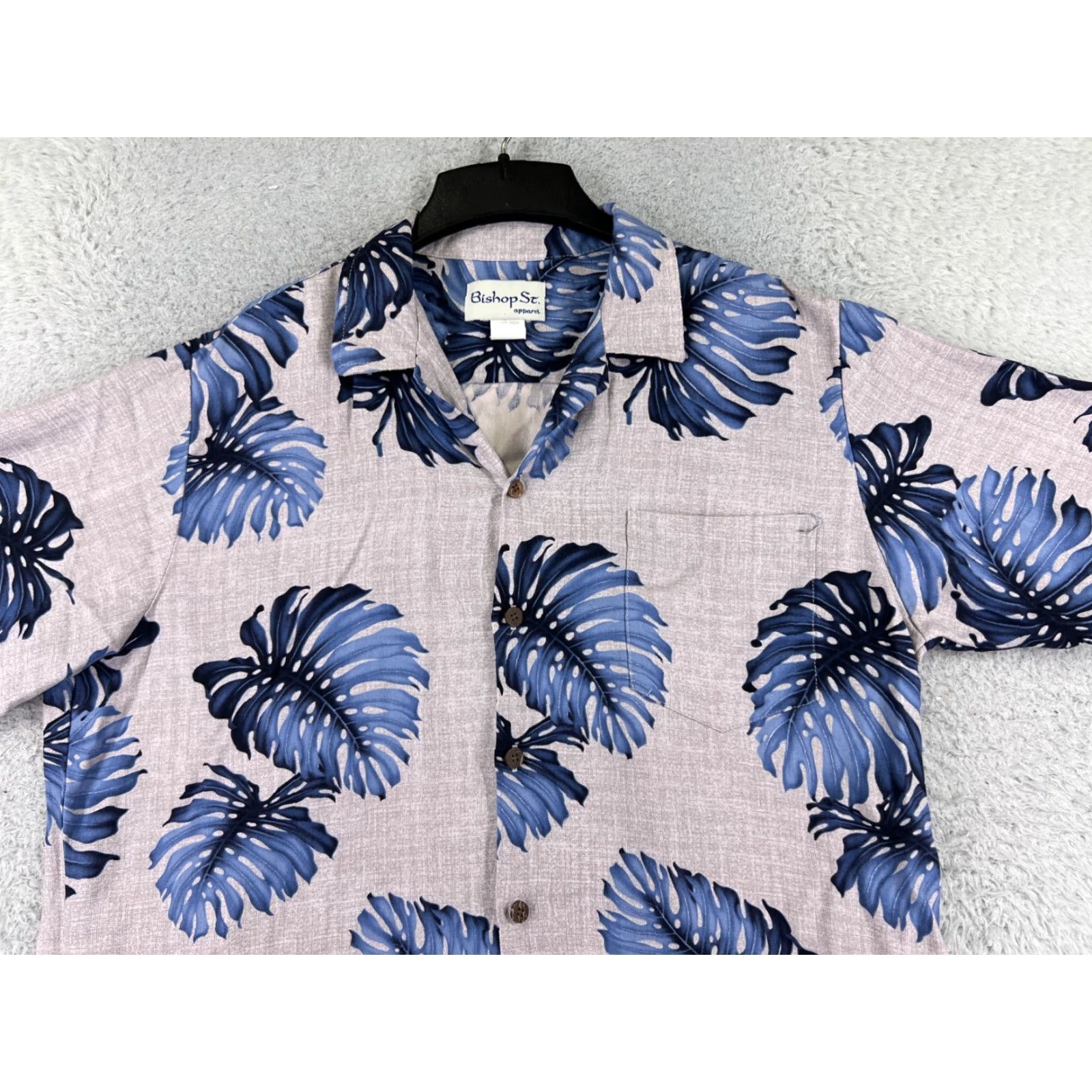 Vintage Pau Hana Hawaiian Shirt Adult Large Blue Floral Palm 100% Rayon Button Up Size US L / EU 52-54 / 3 - 4 Thumbnail