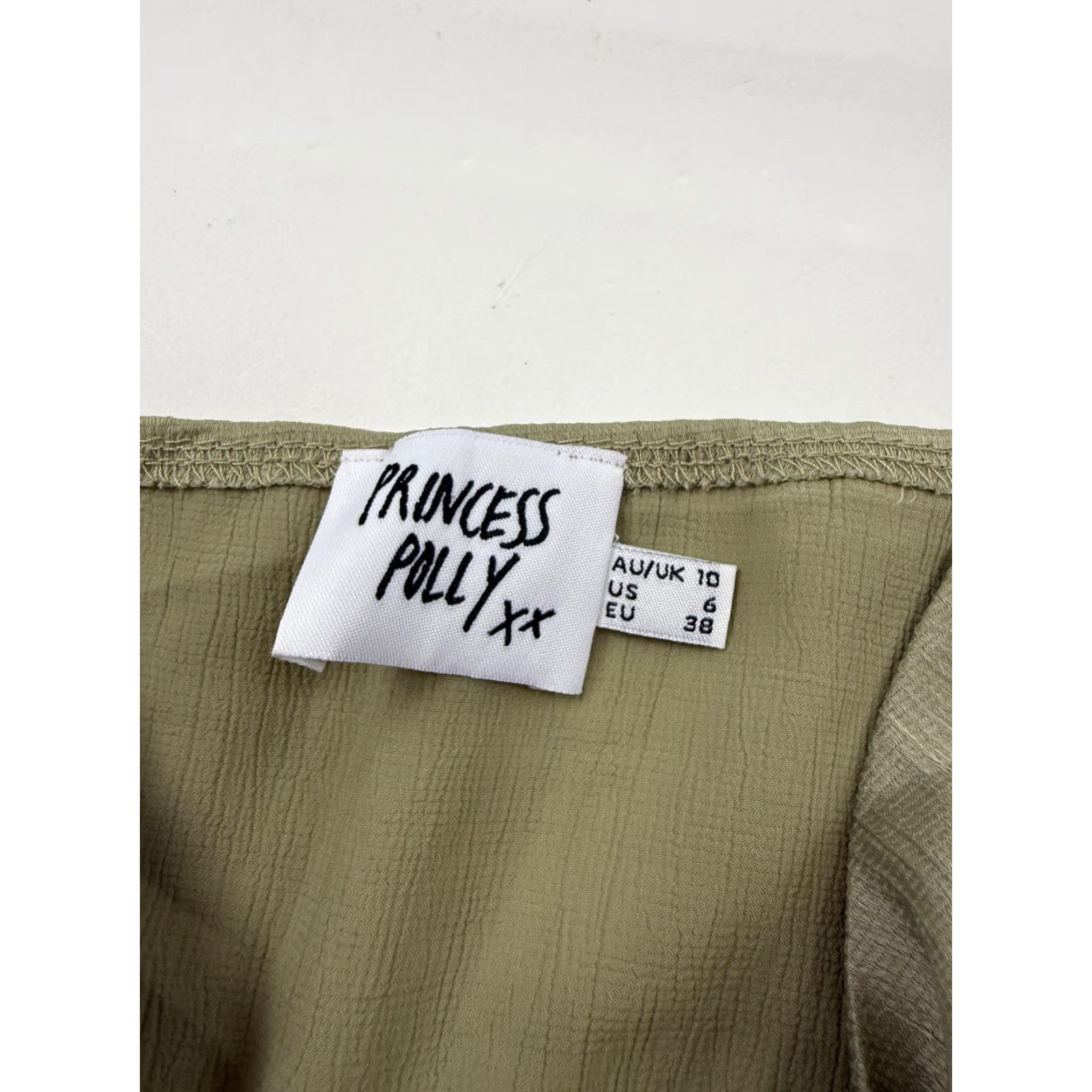 PRINCESS POLLY Princess Polly Tank Top Womens 6 Green V Neck Tie Front Adjustable Straps Camisole Tank Top Camisole Sleeveless Shirt Womens Size M / US 6-8 / IT 42-44 - 2 Thumbnail