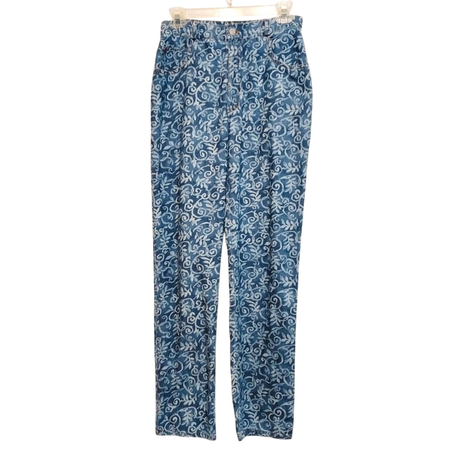 Other Carole Little Blue White Floral Denim High Rise Jeans Pants Size 28" / US 6 / IT 42 - 1 Thumbnail