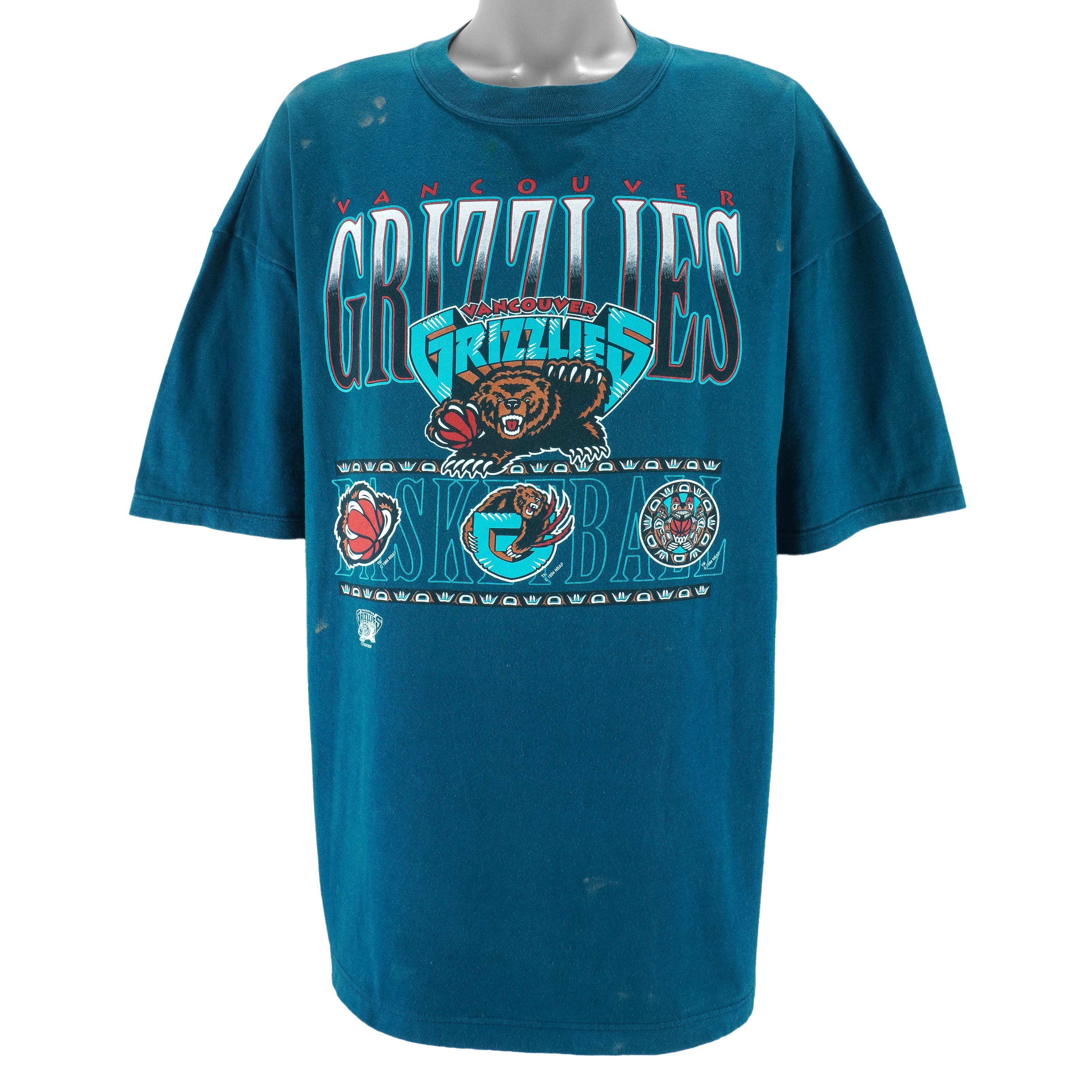 NBA (Waves) - Vancouver Grizzlies Spell-Out T-Shirt 1994 Size US XL / EU 56 / 4 - 1 Thumbnail