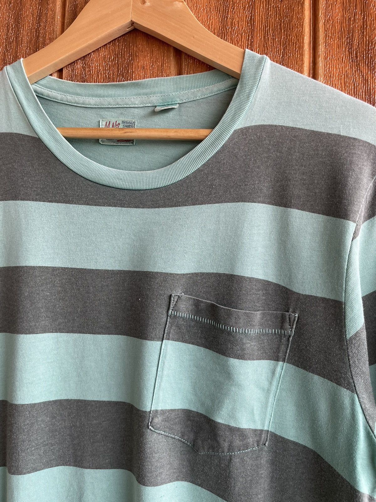 M.Nii Vintage’y2k🔥M.NII🔥Striped Plain Pocket Faded Tshirt Usa Size US M / EU 48-50 / 2 - 3 Thumbnail