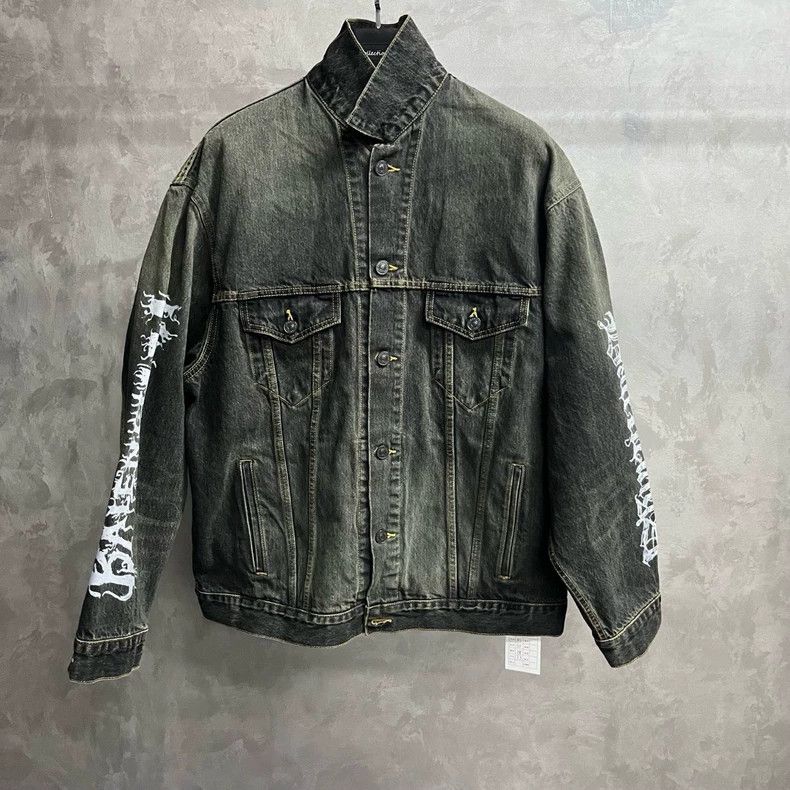 Balenciaga Balenciaga Wash Grey Logo Single Breasted Long Sleeve Jack Size US XS / EU 42 / 0 - 1 Thumbnail