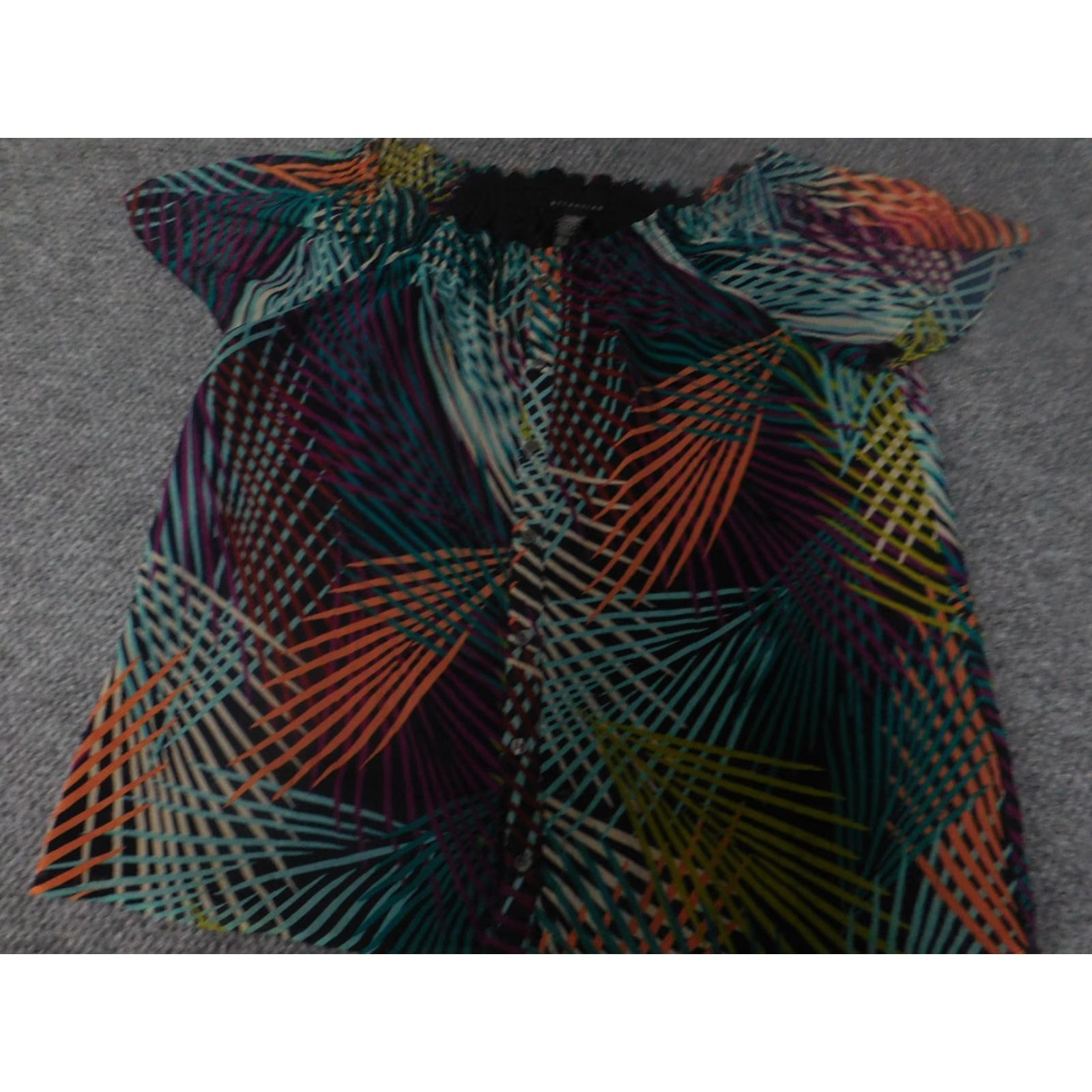 Vintage Attention Blouse XL Womens Casual Short Sleeve Blue Collared Pullover Designer Size XL / US 12-14 / IT 48-50 - 3 Thumbnail