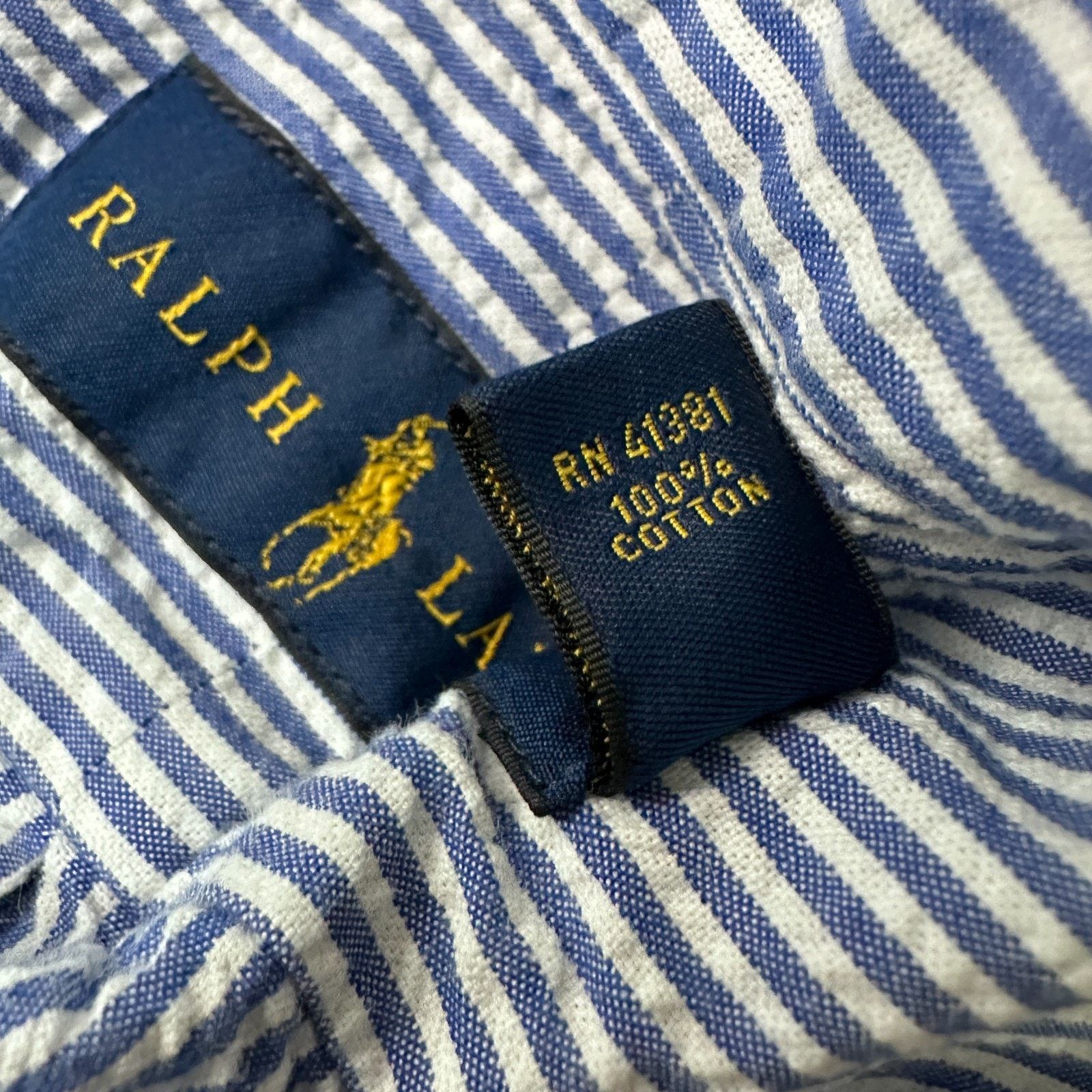 Ralph Lauren Polo Ralph Lauren Seersucker Shirt Men's 2XL XXL Blue White Size US XXL / EU 58 / 5 - 7 Thumbnail
