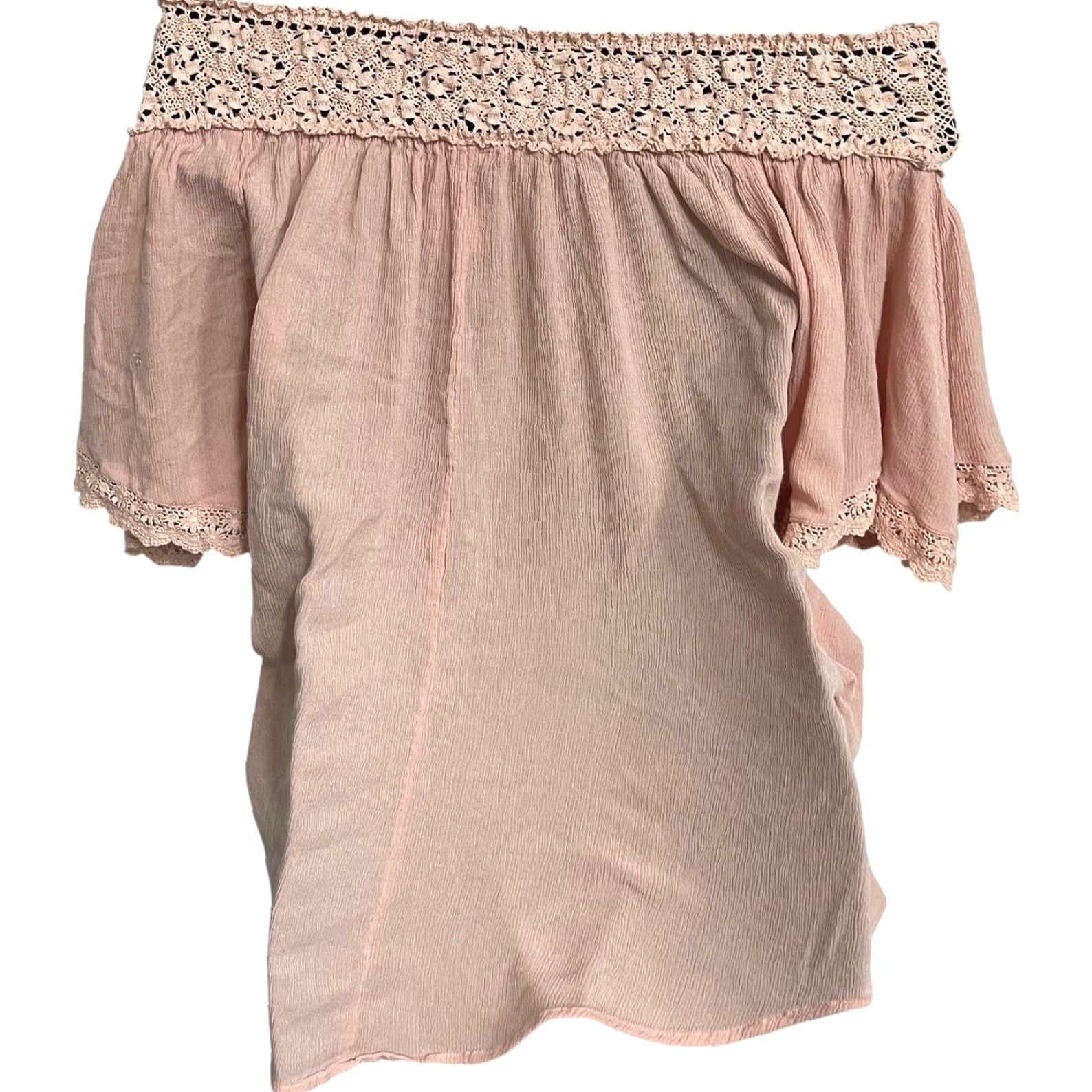 Pinko Muche Muchette Blouse OFF THE SHOULDER ONE SIZE Pink Bohemian Peasant Tunic Short Sleeve Viscose Women Regular Shirt Vintage No? Wait. Size ONE SIZE - 3 Thumbnail