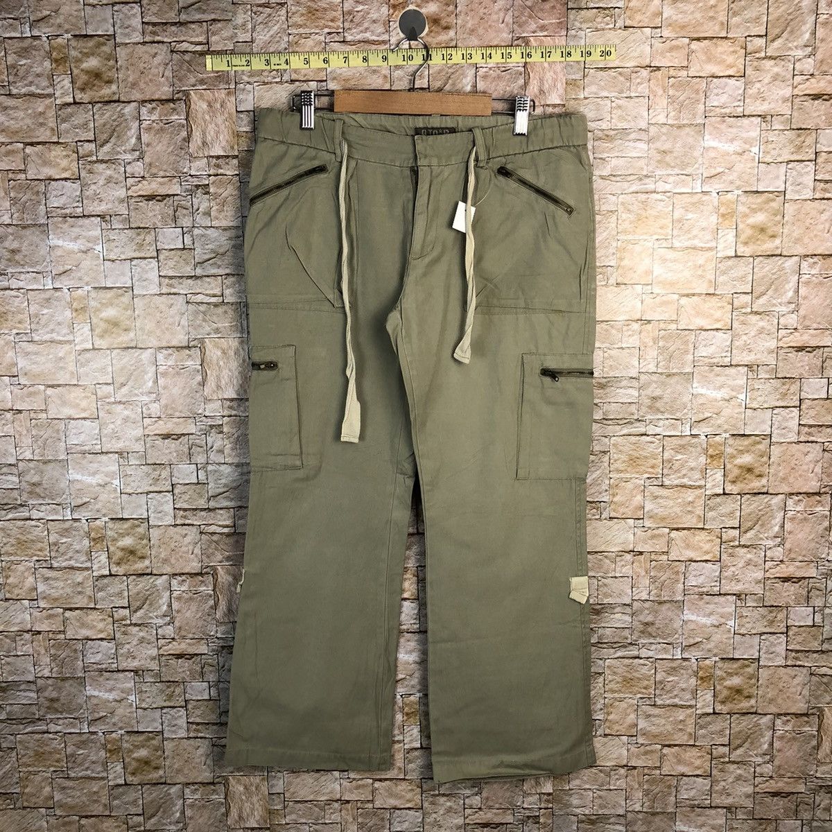 Q Top Green utility streetwear Cargo Multipocket Pants #A437