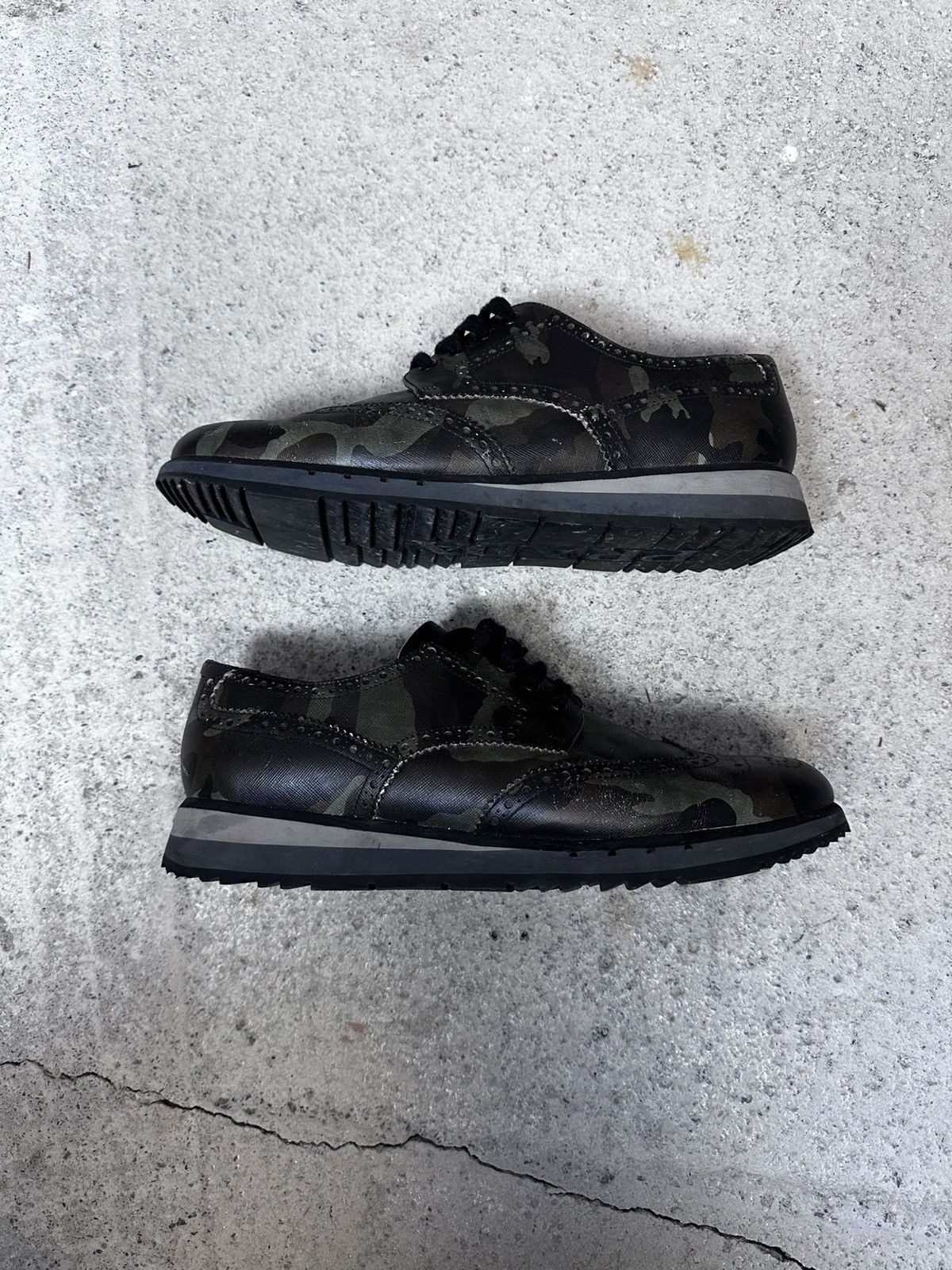 Prada Prada Mens Camo Full Brogue Derby Shoes size - 44/45 us - 11 Size US 11 / EU 44 - 6 Thumbnail