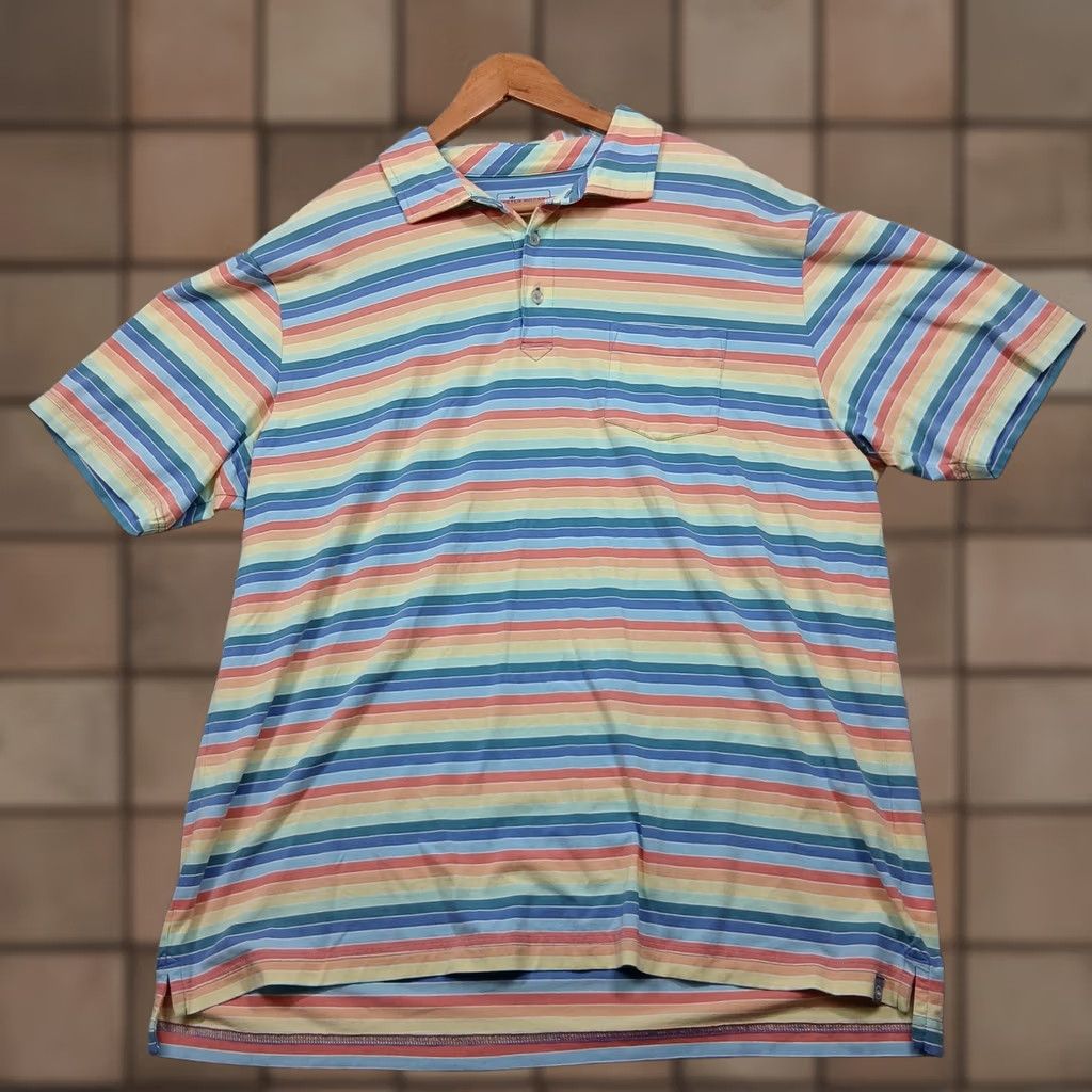 Peter Millar Peter Millar Polo Shirt Men's XL Multicolor Stripe Cotton Spandex Golf Short Sleeve Crown Sport Size US XL / EU 56 / 4 - 1 Thumbnail