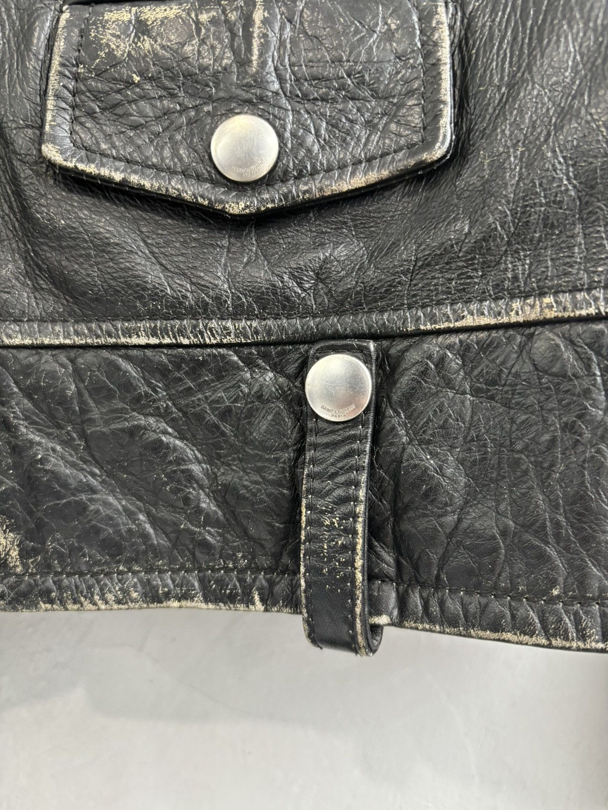Saint Laurent Paris Saint Laurent FW16 L01 calfskin distressed leather jacket Size US S / EU 44-46 / 1 - 8 Thumbnail