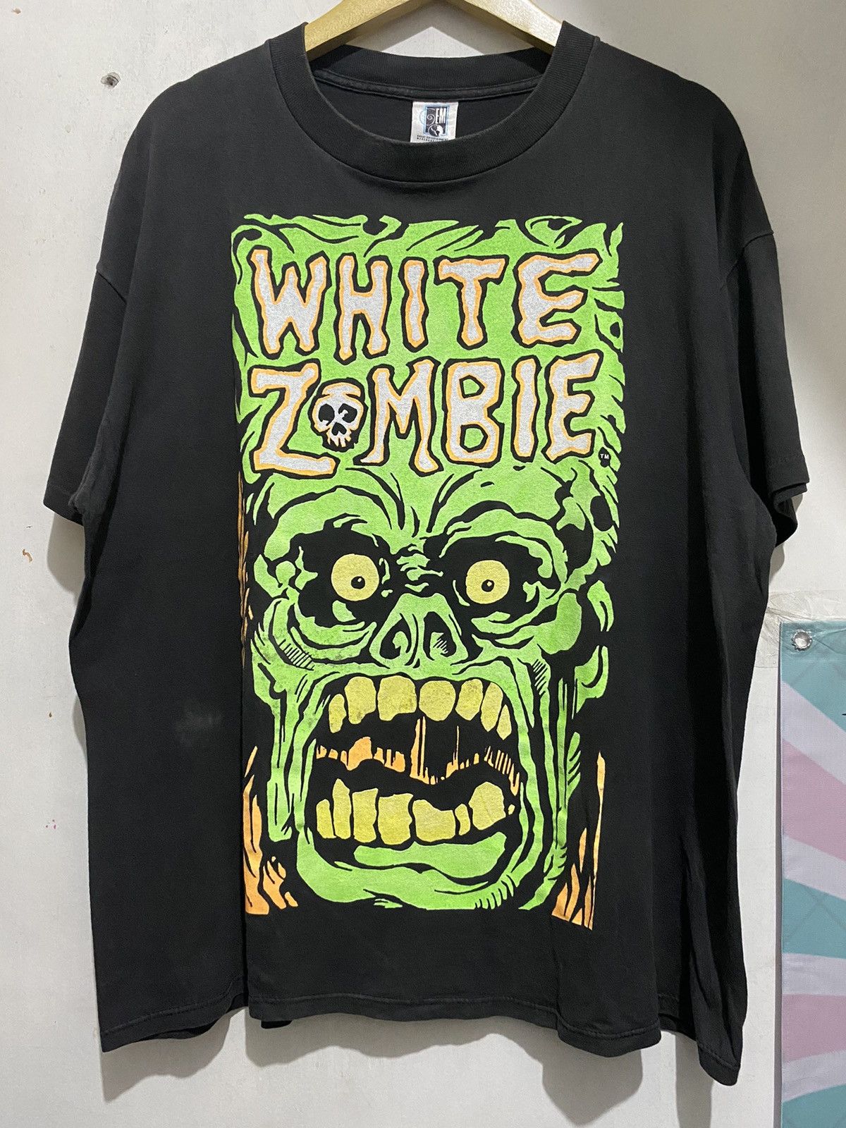 image of Band Tees White Zombie Band Vintage Tee in Black, Men's (Size XL)