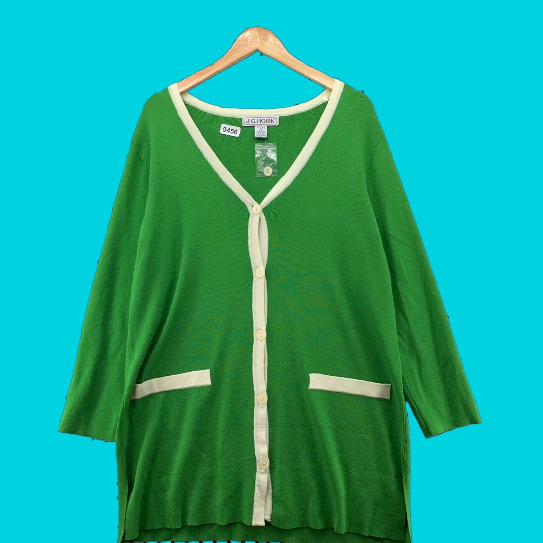 Vintage VINTAGE J.G. Hook Cardigan Sweater Womens Plus Size 1X Green Made In Japan | 23x33.5 | Long Sleeve V-Neck Button-Down Knit Acrylic Size XL / US 12-14 / IT 48-50 - 1 Thumbnail