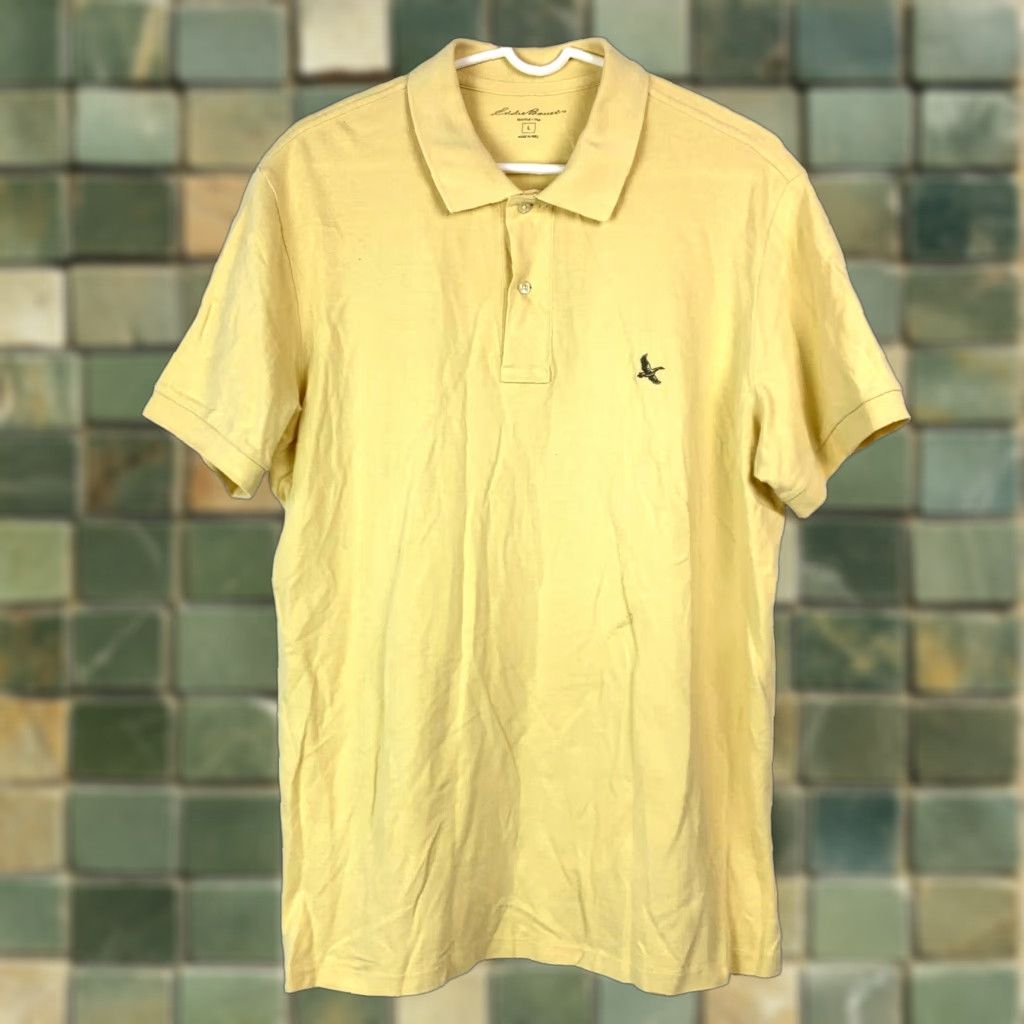 Eddie Bauer VINTAGE Eddie Bauer Polo Shirt Yellow Short Sleeve Shirt L Mens Large Polo Shirt Yellow Size US L / EU 52-54 / 3 - 1 Thumbnail