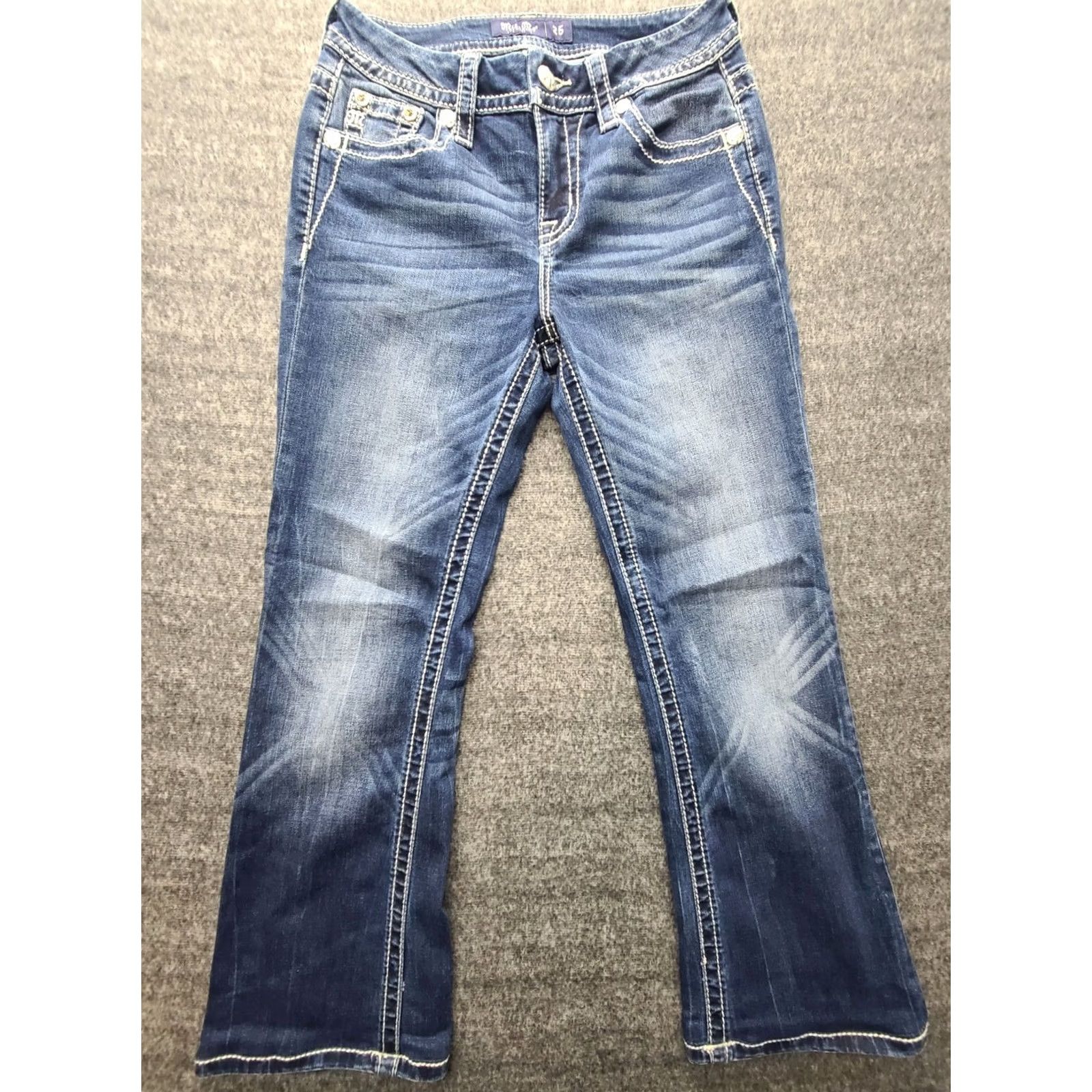 Miss Me Miss Me Jeans Womens 26x26 Boot Cut Mid Rise Embroidered Rhinestone Denim Blue 5-Pocket Country Western Cowgirl Womens Jeans Size 28" / US 6 / IT 42 - 2 Thumbnail