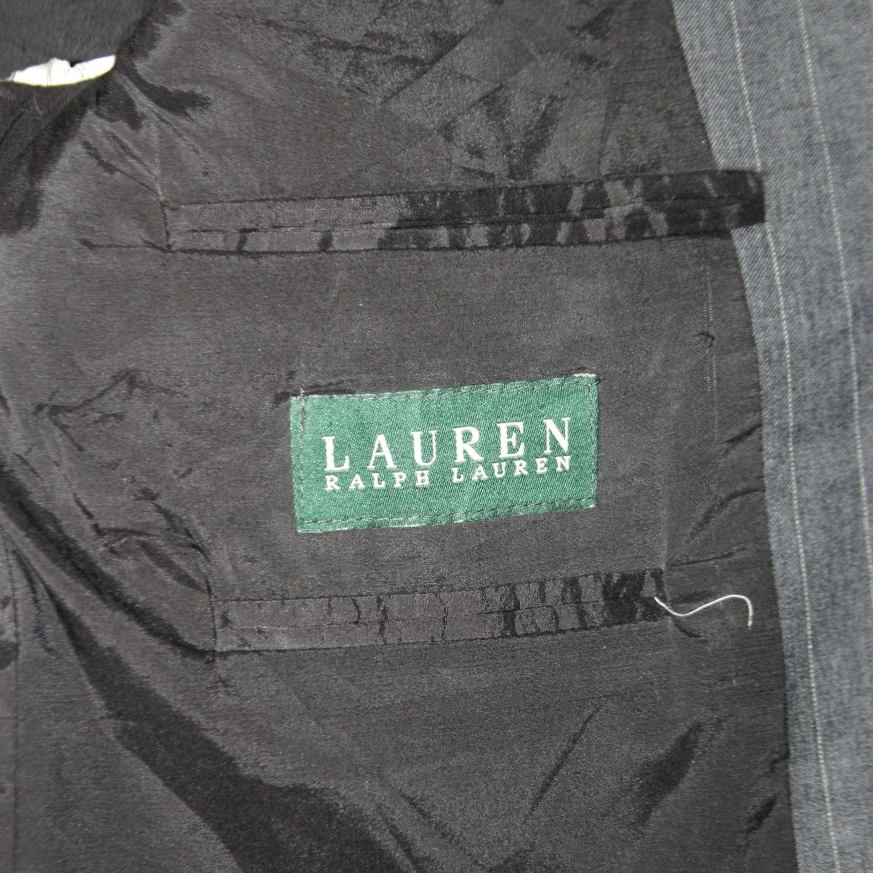 Ralph Lauren Lauren Ralph Lauren Blazer Mens 42L Gray Pinstripe Wool Formal Business Jacket Coat Short Sleeve Notch Lapel 2-Button 4-Button L519112F Wool Blazer Size 42R - 5 Thumbnail