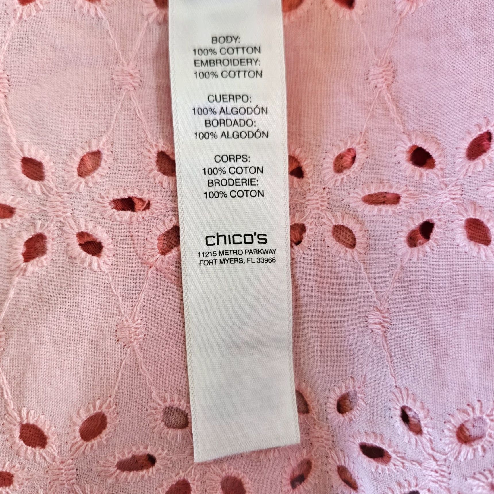 Vintage Chico's Womens Eyelet Jacket Sz Large Pink Ombre 3/4 Sleeve Open Front Cotton Jacket Womens Size L / US 10 / IT 46 - 4 Thumbnail