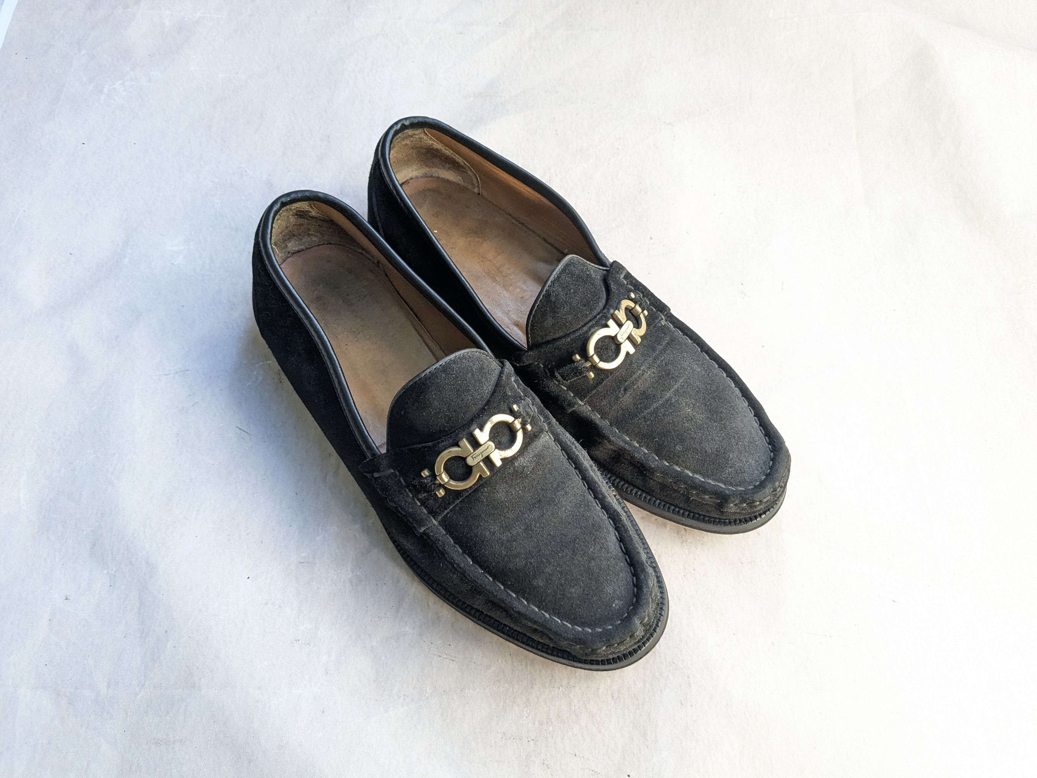 Salvatore Ferragamo Salvatore Ferragamo Loafers Black Leather Suede 9.5 Size US 9.5 / EU 42-43 - 1 Thumbnail