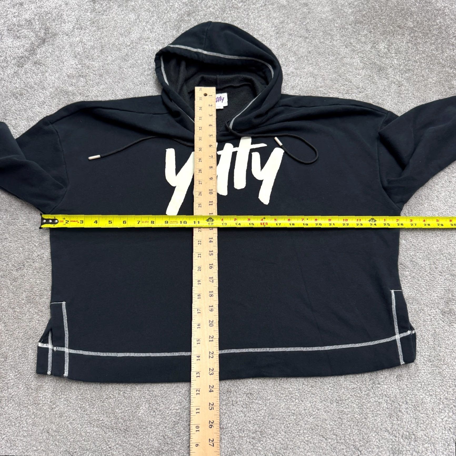 Vintage Yitty Hooded Oversize Spellout Graphic Pullover Sweatshirt Women 1X Black Fleece Logo Zip Mock Neck Casual Streetwear Size XL / US 12-14 / IT 48-50 - 5 Thumbnail