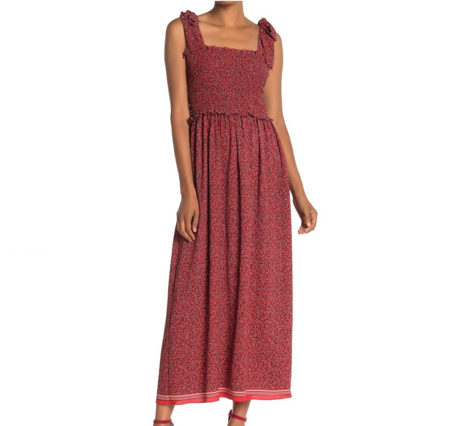 Other Max Studio Tie Strap Smocked Bodice Maxi Dress in Red Color Size L / US 10 / IT 46 - 1 Thumbnail