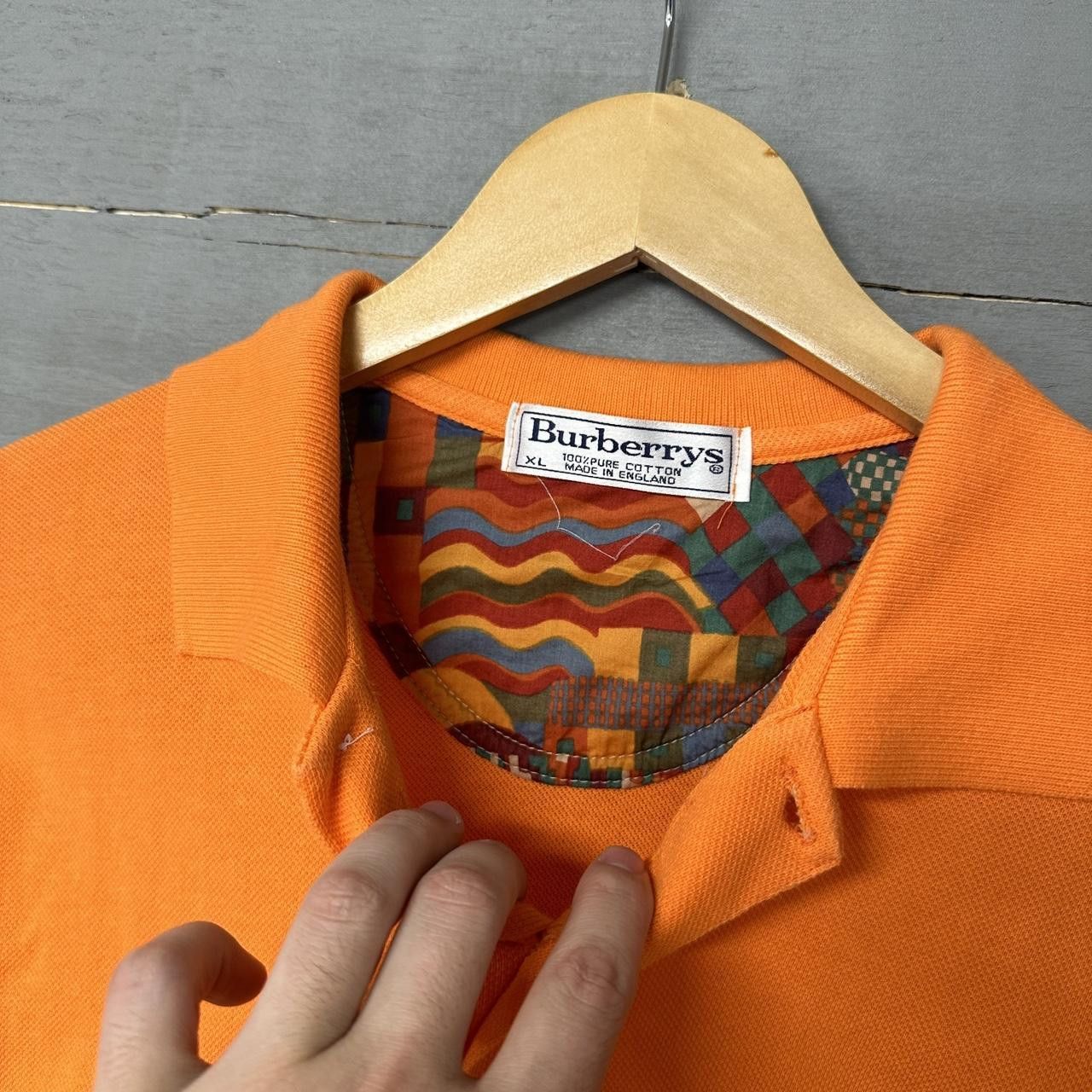 Burberry Vintage Burberry London Orange 100% Cotton Polo Shirt XL Size US XL / EU 56 / 4 - 3 Thumbnail