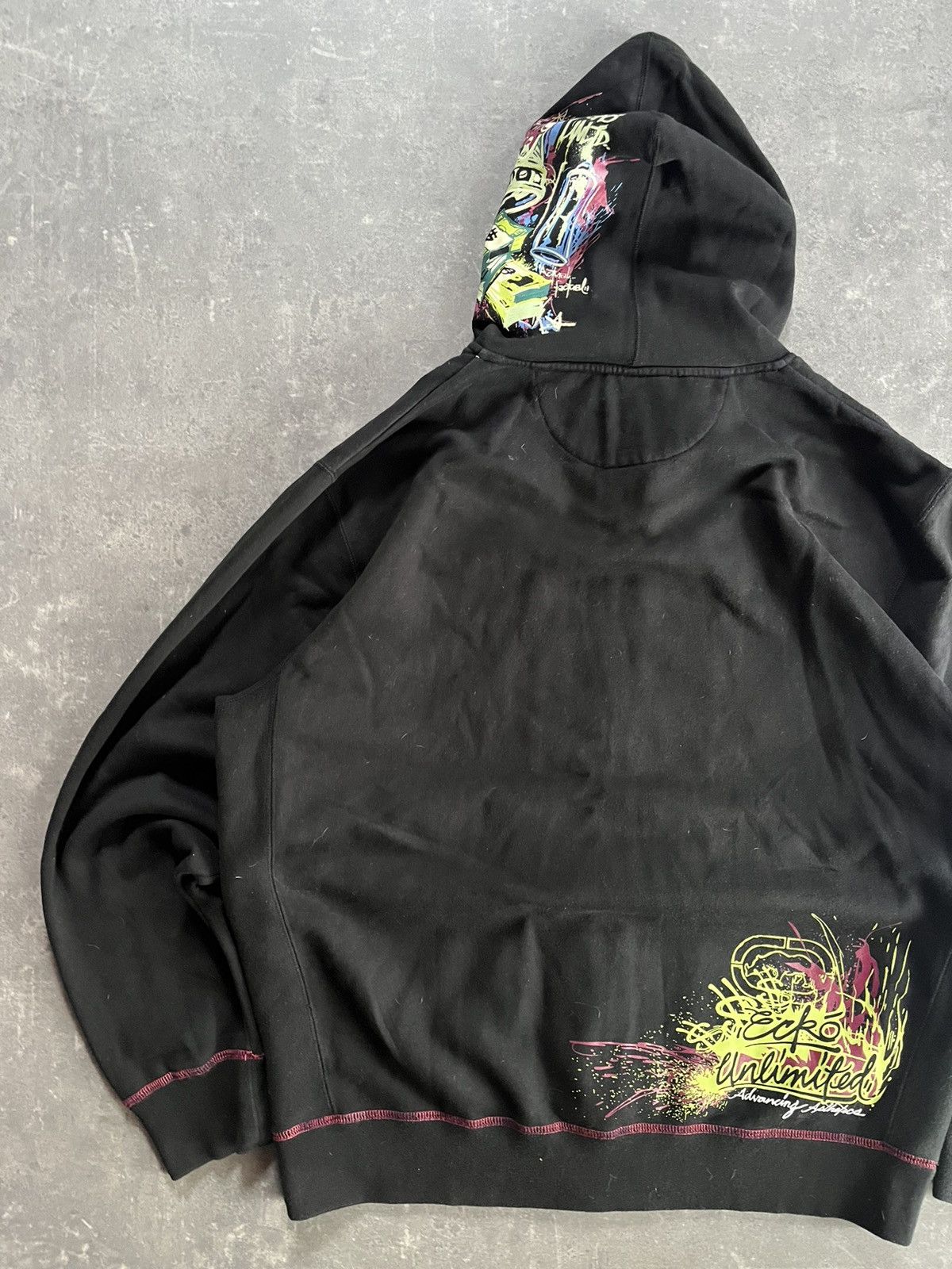 Ecko Unltd. 00s Ecko Unlimited Painted Logo Baggy Zip Hoodie XXL Rare Size US XXL / EU 58 / 5 - 11 Thumbnail