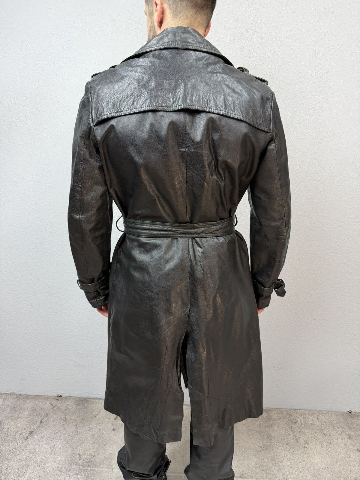 If Six Was Nine Vintage Rick Owens Style Double Breasted Leather Coat Jacket Size US M / EU 48-50 / 2 - 10 Thumbnail
