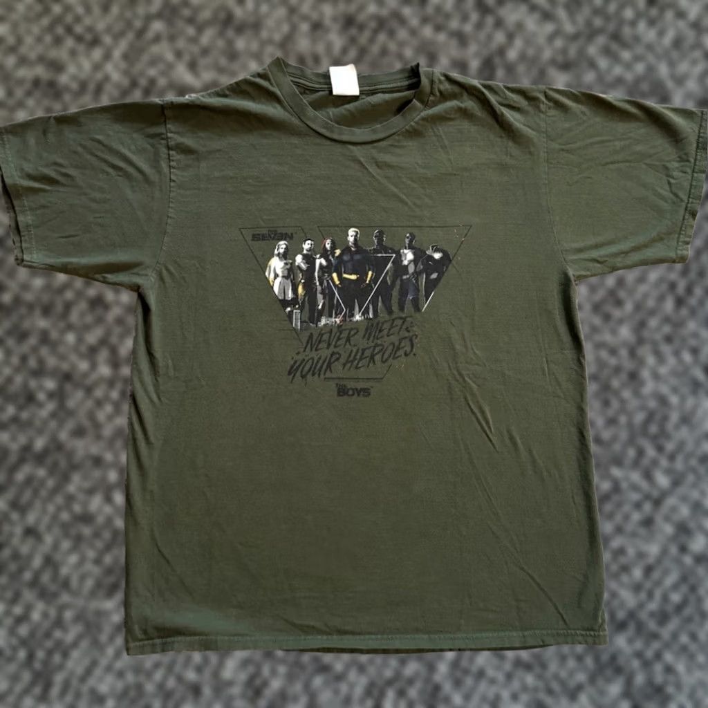 Port & Company The Boys The Seven Never Meet Your Heroes TV Show Promo T Shirt Green L Size US L / EU 52-54 / 3 - 1 Thumbnail
