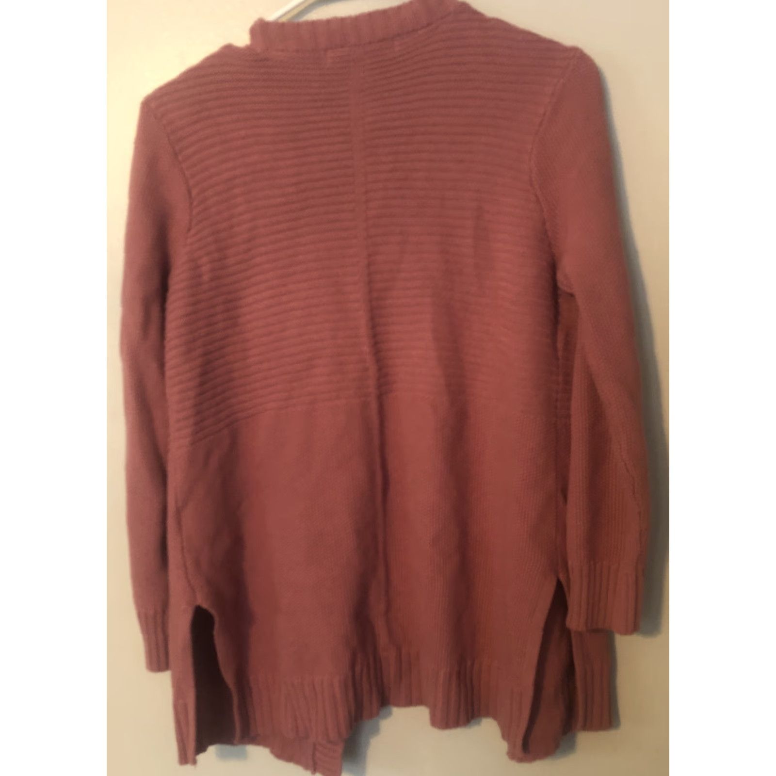 Vintage VINTAGE Marled Hooded Shaw Wrap Sweater Womens S Dusty Pink Cardigan Size S / US 4 / IT 40 - 3 Thumbnail