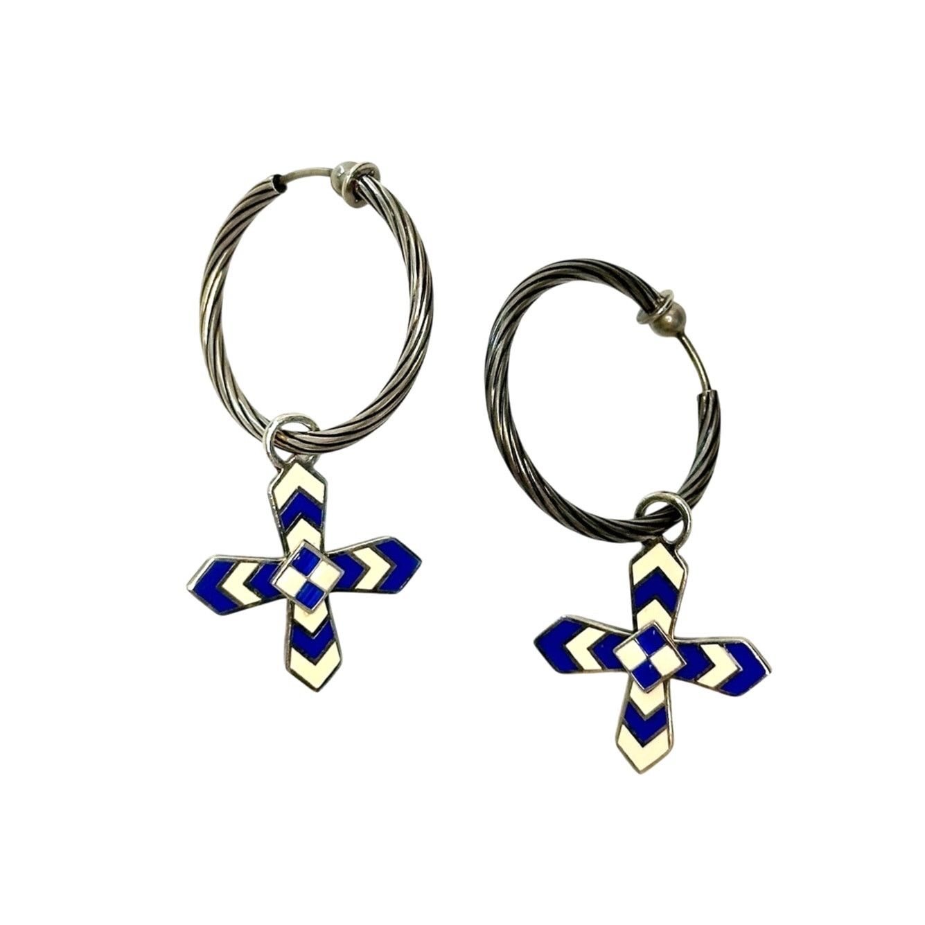 Gucci Gucci Enamel Cross Motif Hoop Earrings with Pouch & Box Size ONE SIZE - 2 Thumbnail