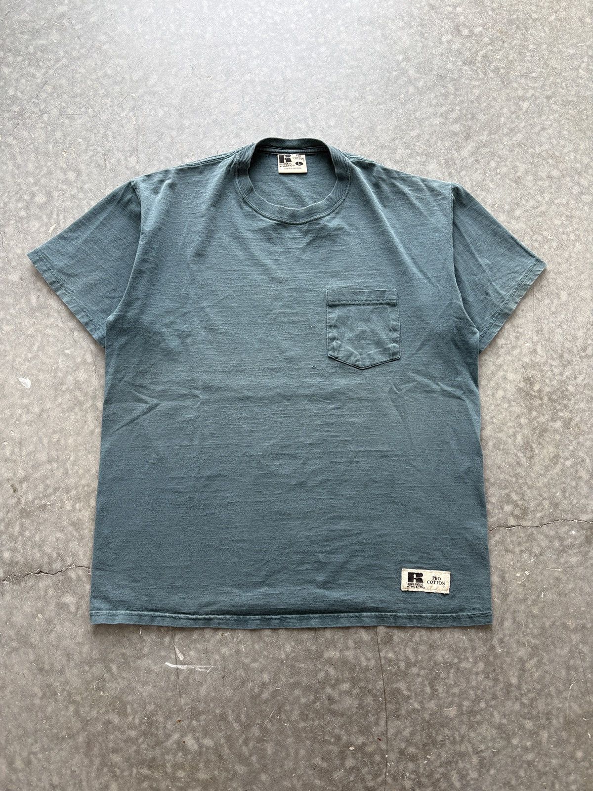 Russell Athletic Vintage Y2K Russell Pro Cotton Pocket Tee Turquoise Size US XL / EU 56 / 4 - 1 Thumbnail