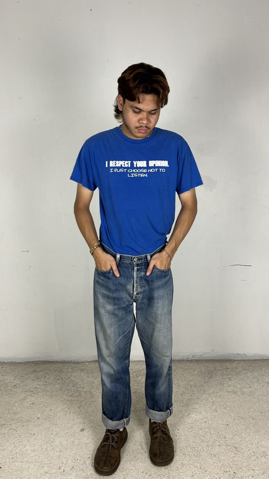 Vintage 2000s Wording Tee Size US L / EU 52-54 / 3 - 3 Thumbnail