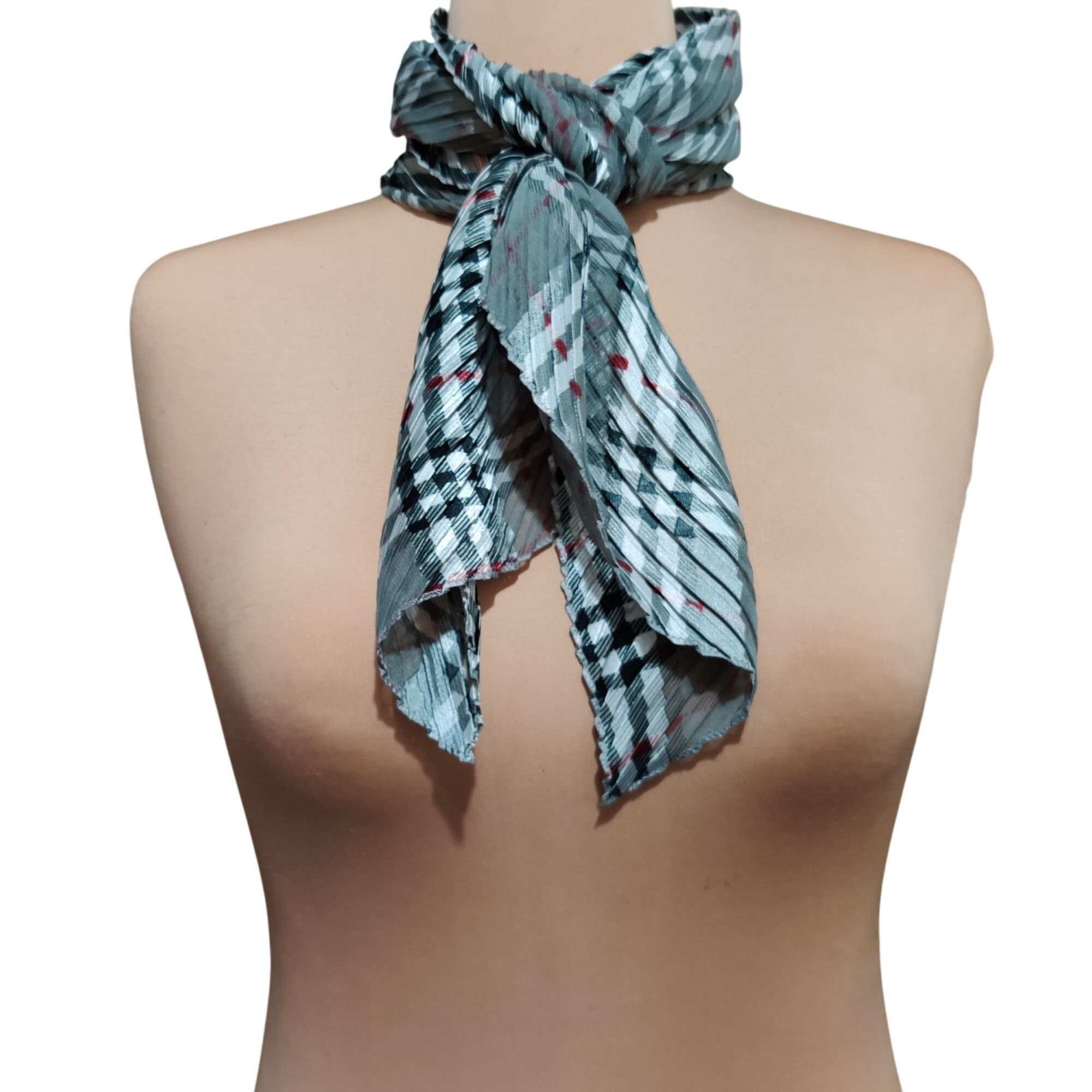 Other Classic Nova Check Plaid Scarf Neutral Gray Black Crinkle Pl Size ONE SIZE - 1 Thumbnail