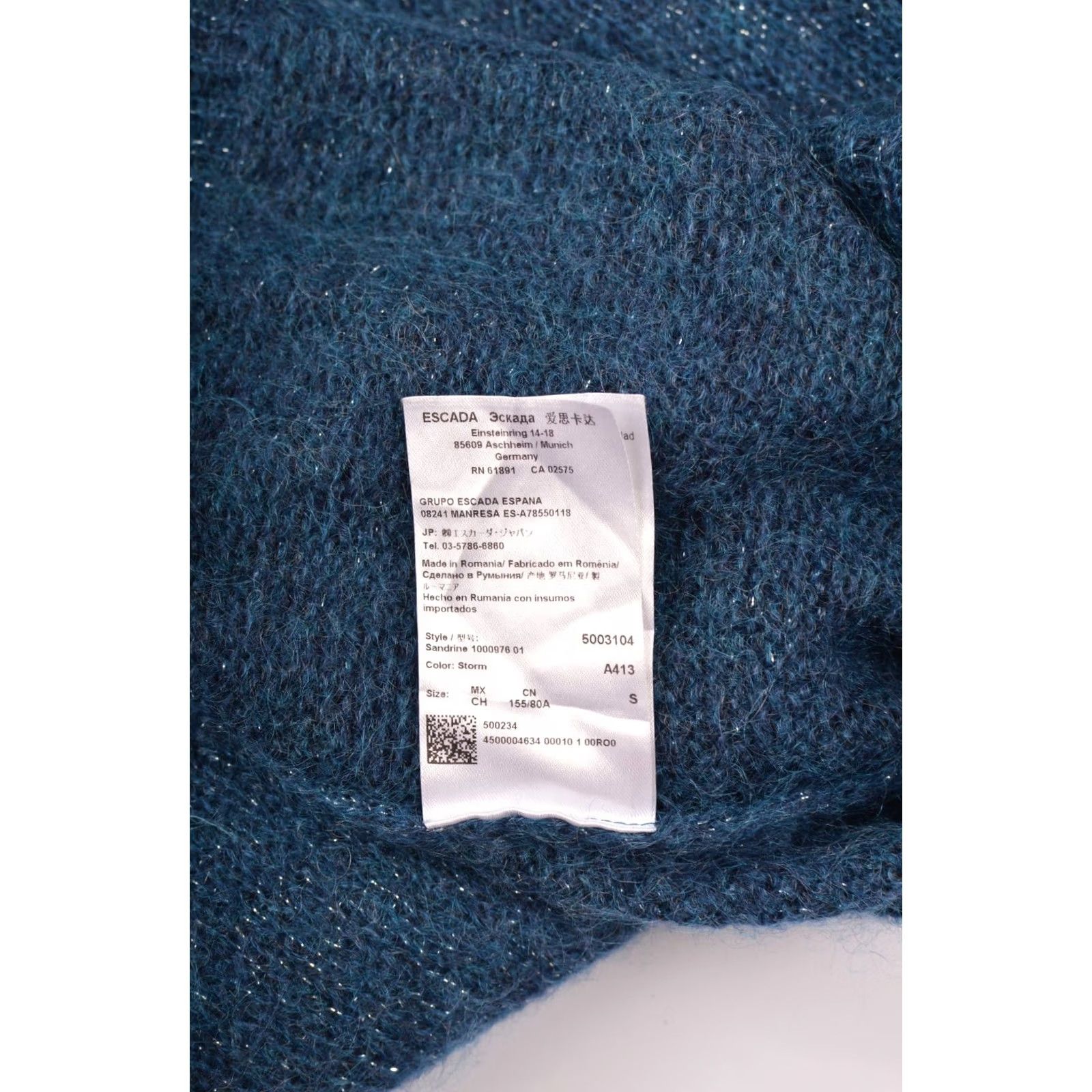 Escada Escada Sport Sandrine Storm High Neck Mohair Wool Sweater S Blue Womens 90s Fashion Tunic 5003104 Size S / US 4 / IT 40 - 5 Thumbnail