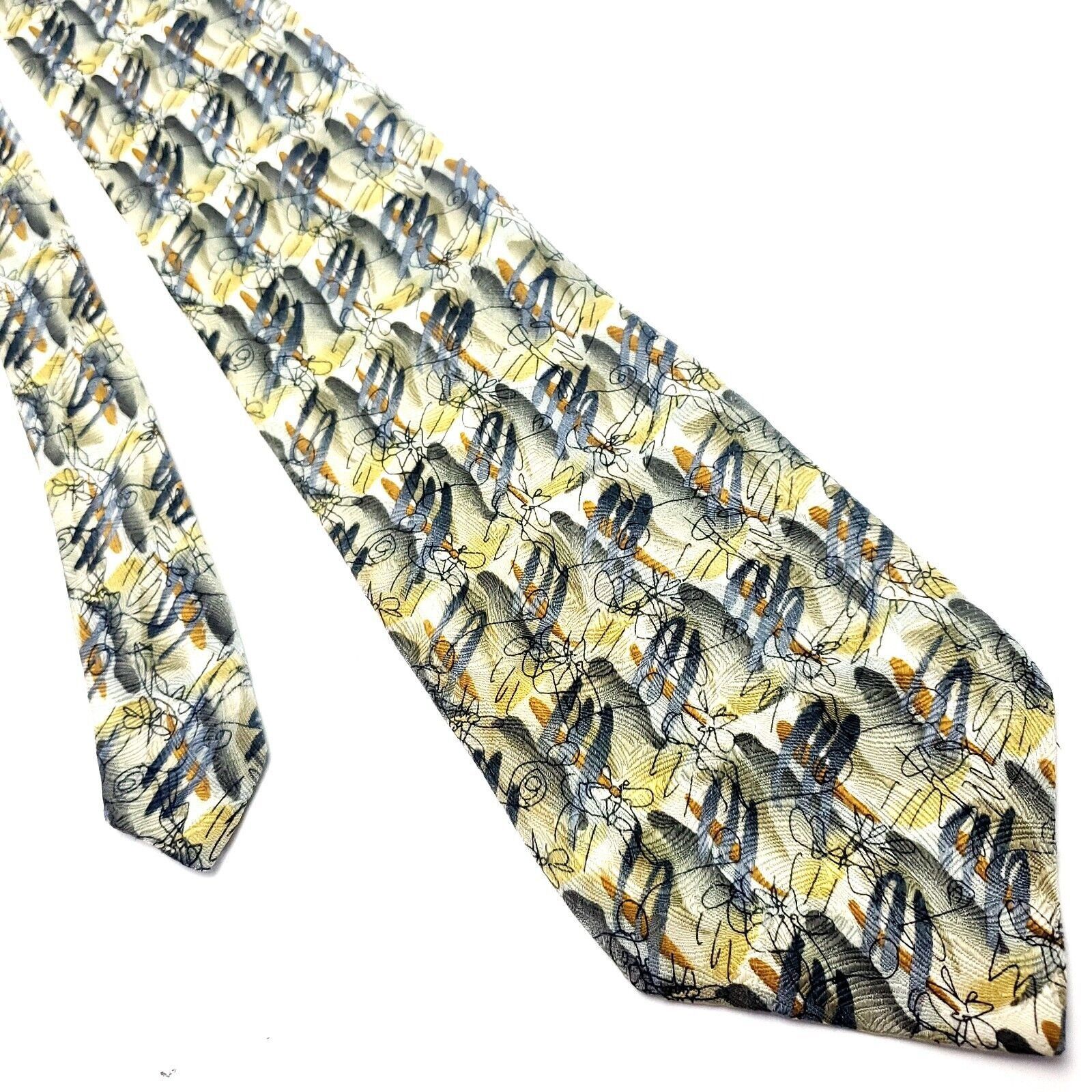 Other J. Garcia Beige Silk Tie Woven Wide Geometric Size ONE SIZE - 1 Thumbnail